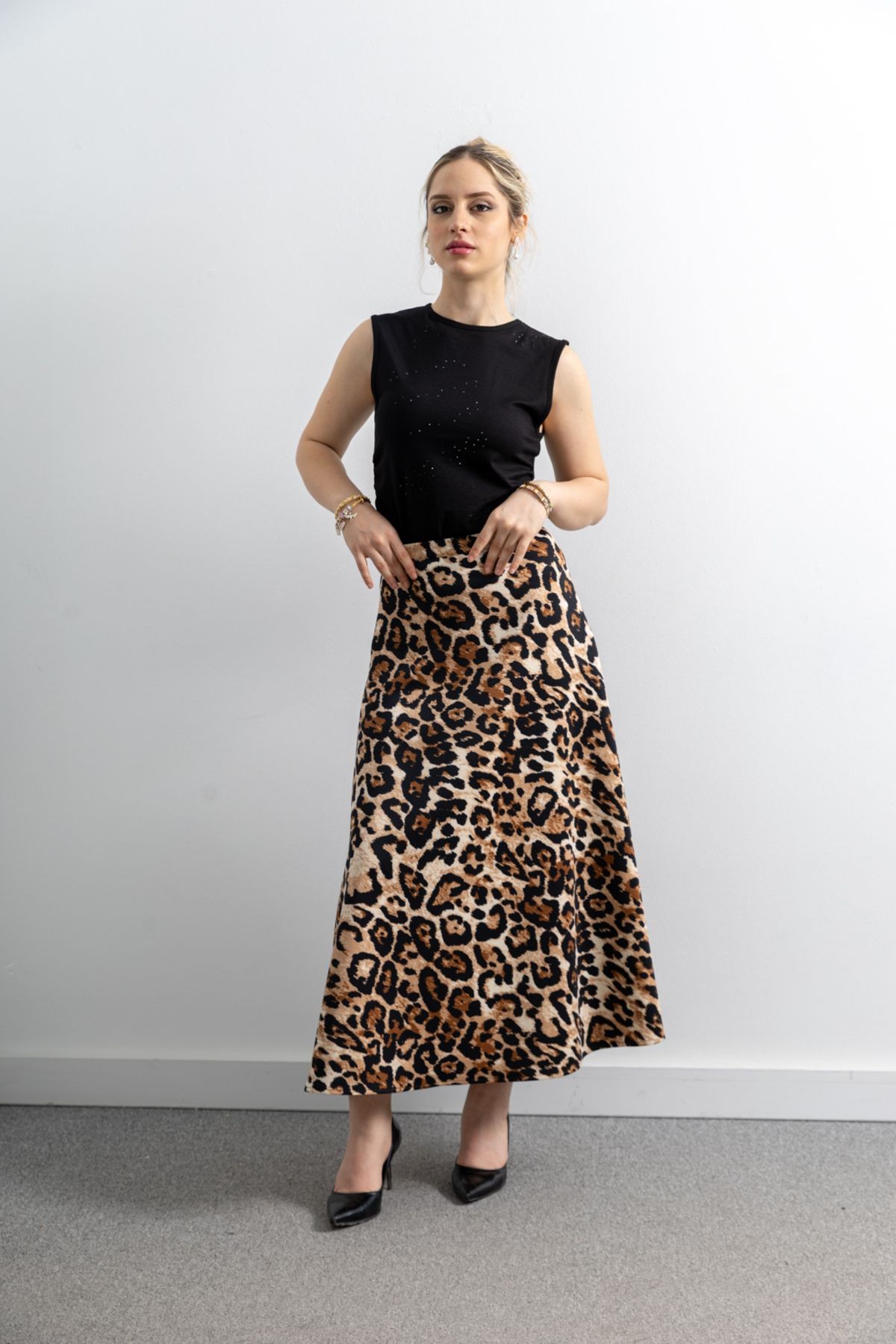 Leopar Desenli Scuba Etek