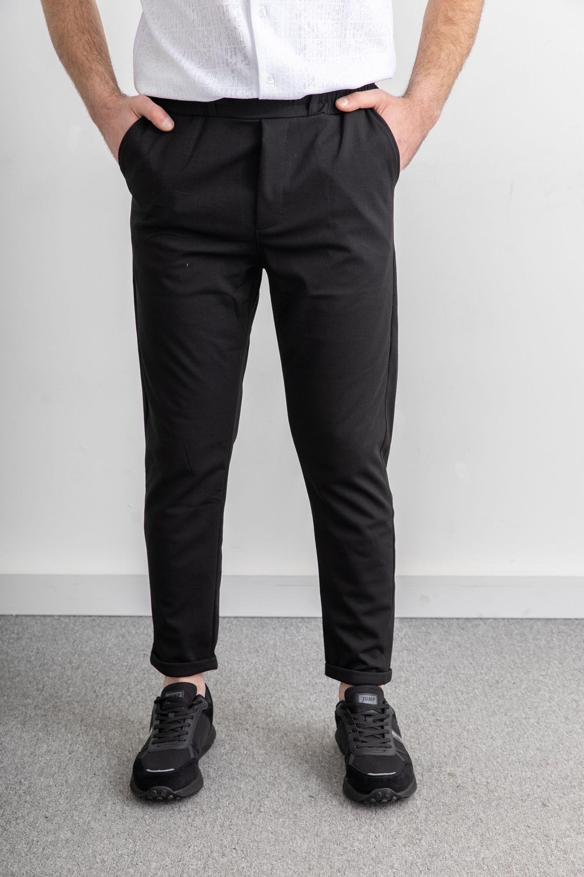 Erkek Beli Lastikli İpli Cepli Rahat Kesim Diagonel Double Paça Jogger Pantolon
