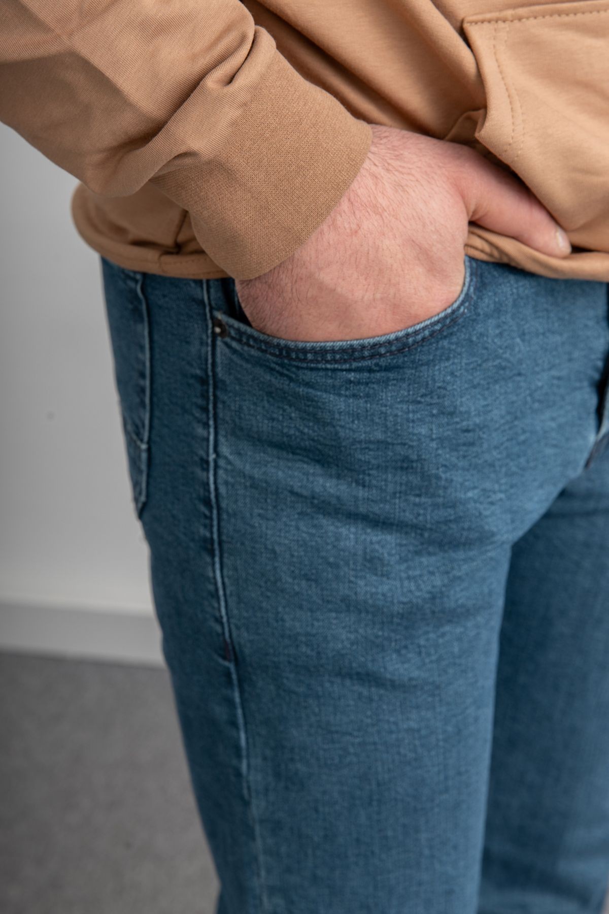 Erkek Rahat Kalıp Premium Kumaş Klasik Battal Kot Pantolon