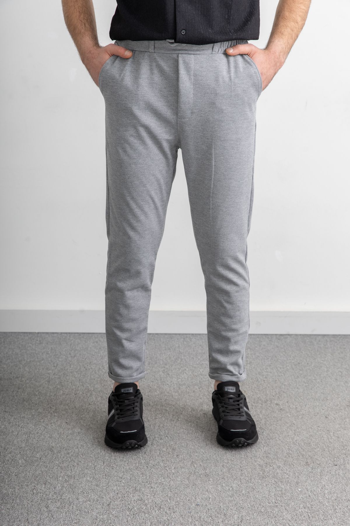 Erkek Beli Lastikli İpli Cepli Rahat Kesim Diagonel Double Paça Jogger Pantolon