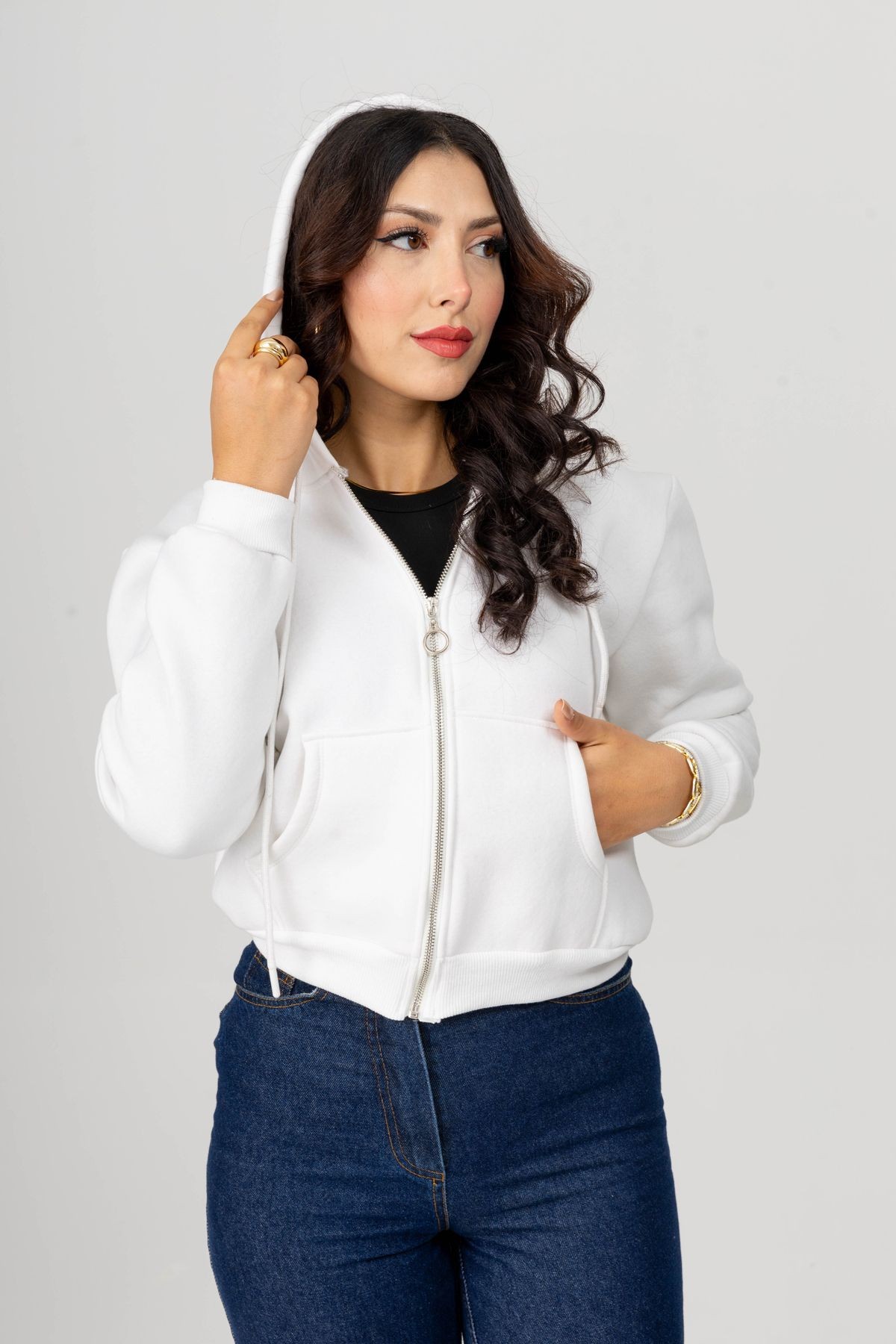 Yüksel Ergül 3856 Fermuarlı Mini Sweatshirt