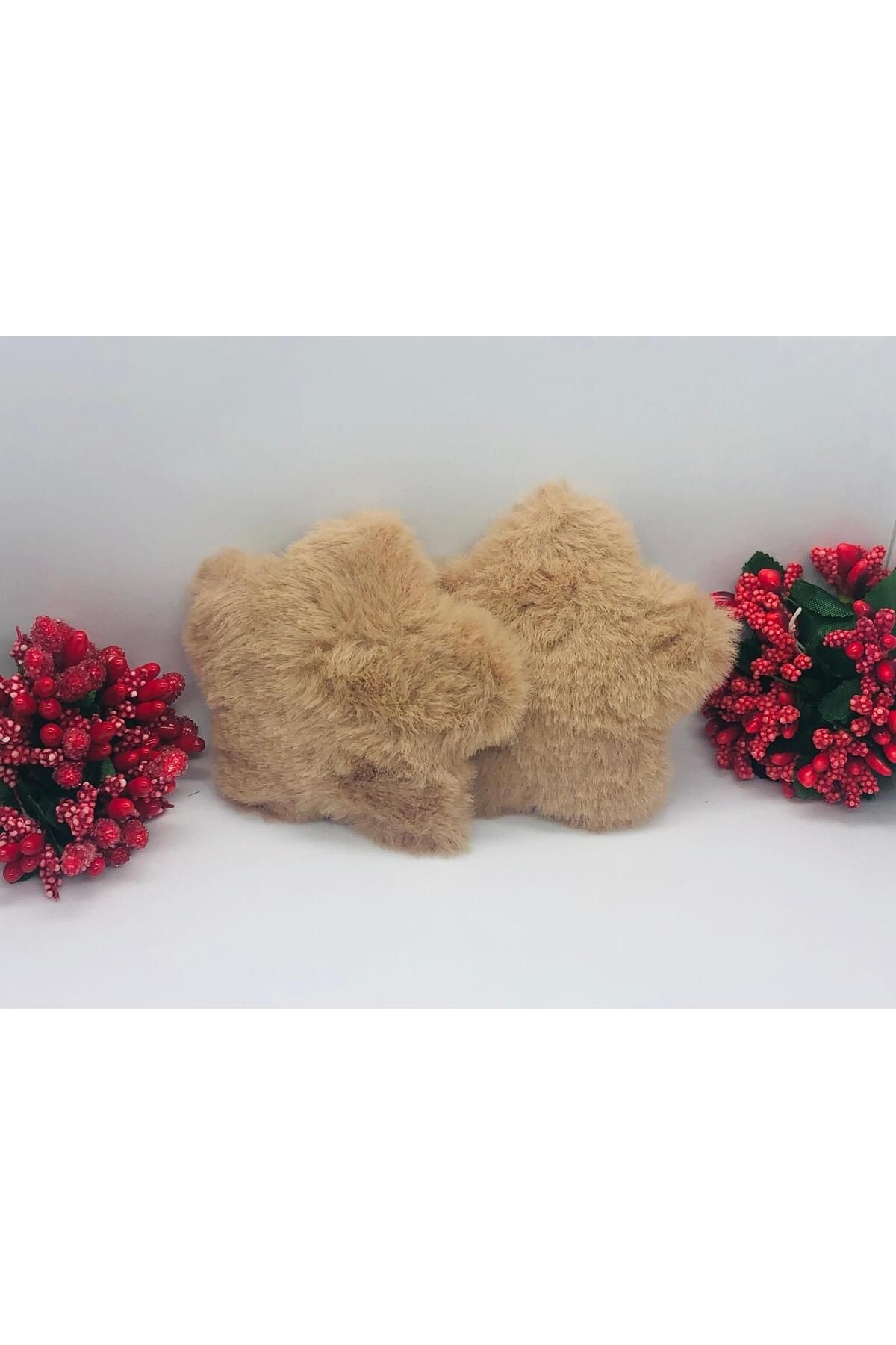 KAHVERENGİ PELUŞ YILDIZLI ÇITÇIT SAÇ TOKASI 2'Lİ