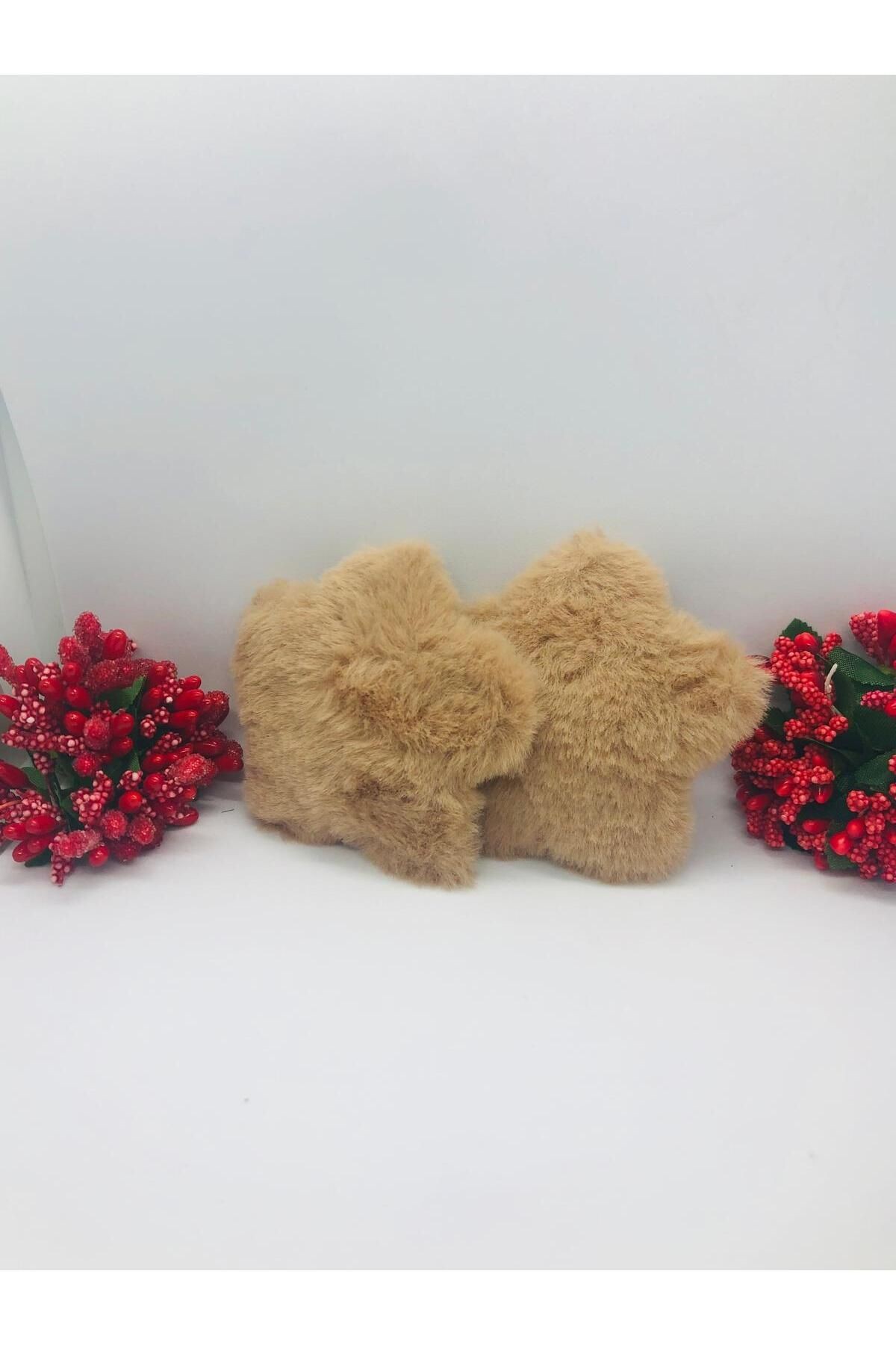 KAHVERENGİ PELUŞ YILDIZLI ÇITÇIT SAÇ TOKASI 2'Lİ