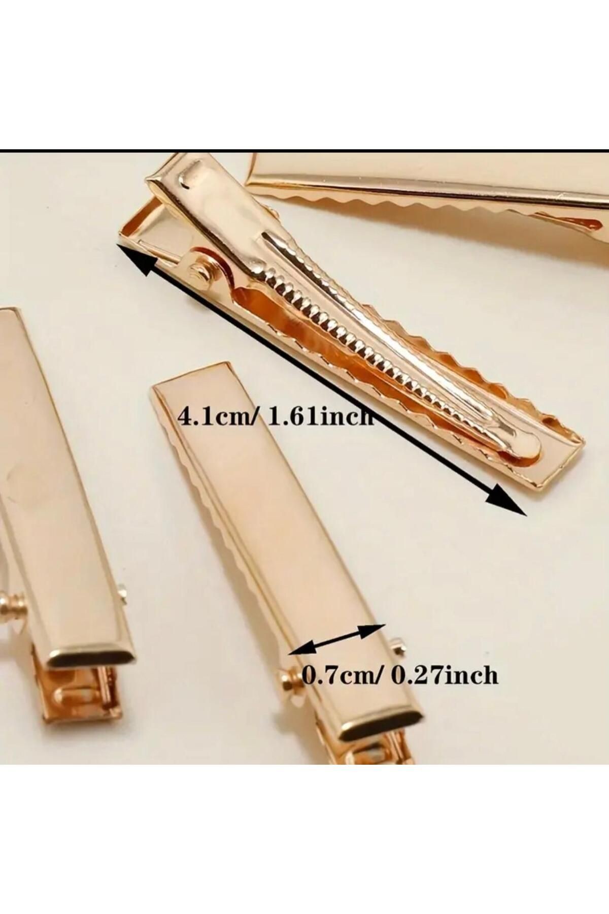 GOLD RENGİ ŞIK PENS TOKA-YAN TOKA- TİMSAH TOKA- (10 ADET) 4cm- HOBİ MALZEMESİ
