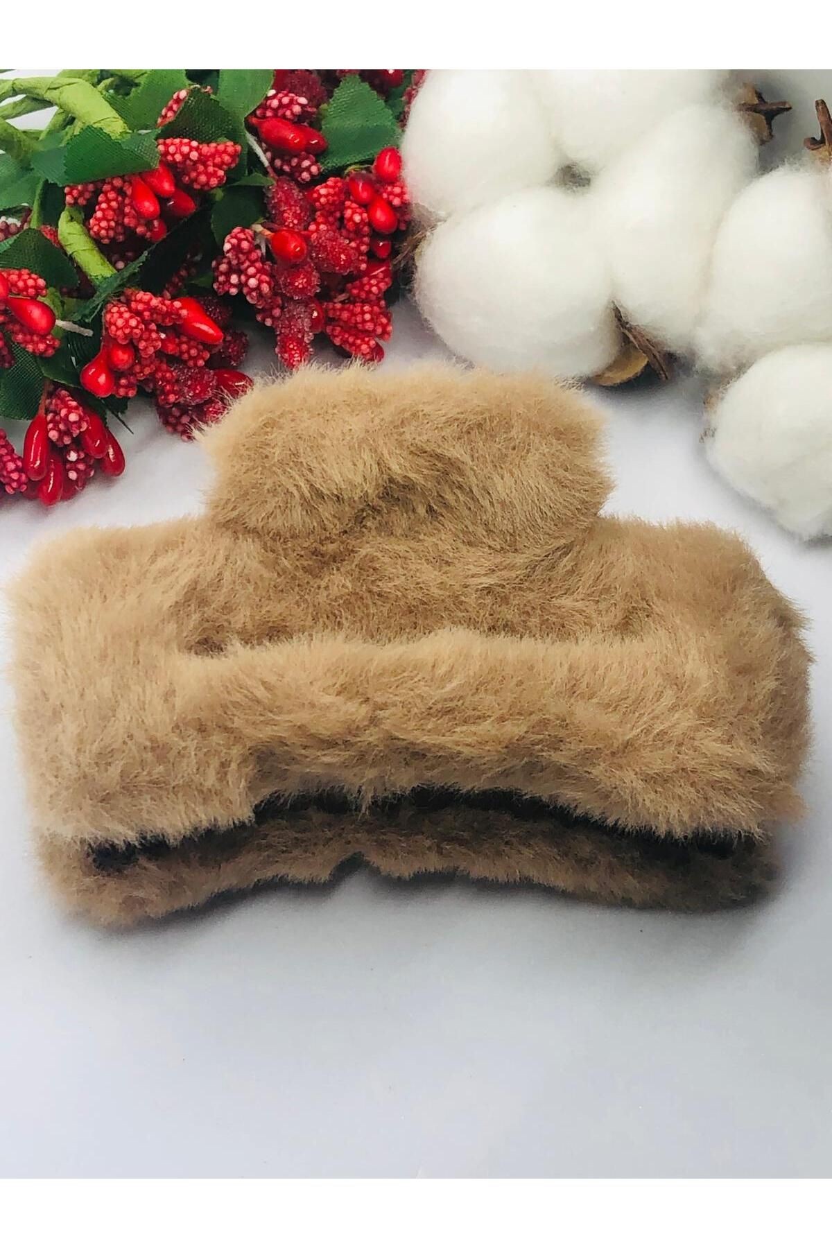 KAHVERENGİ PELUŞ MANDAL TOKA (BÜYÜK BOY)