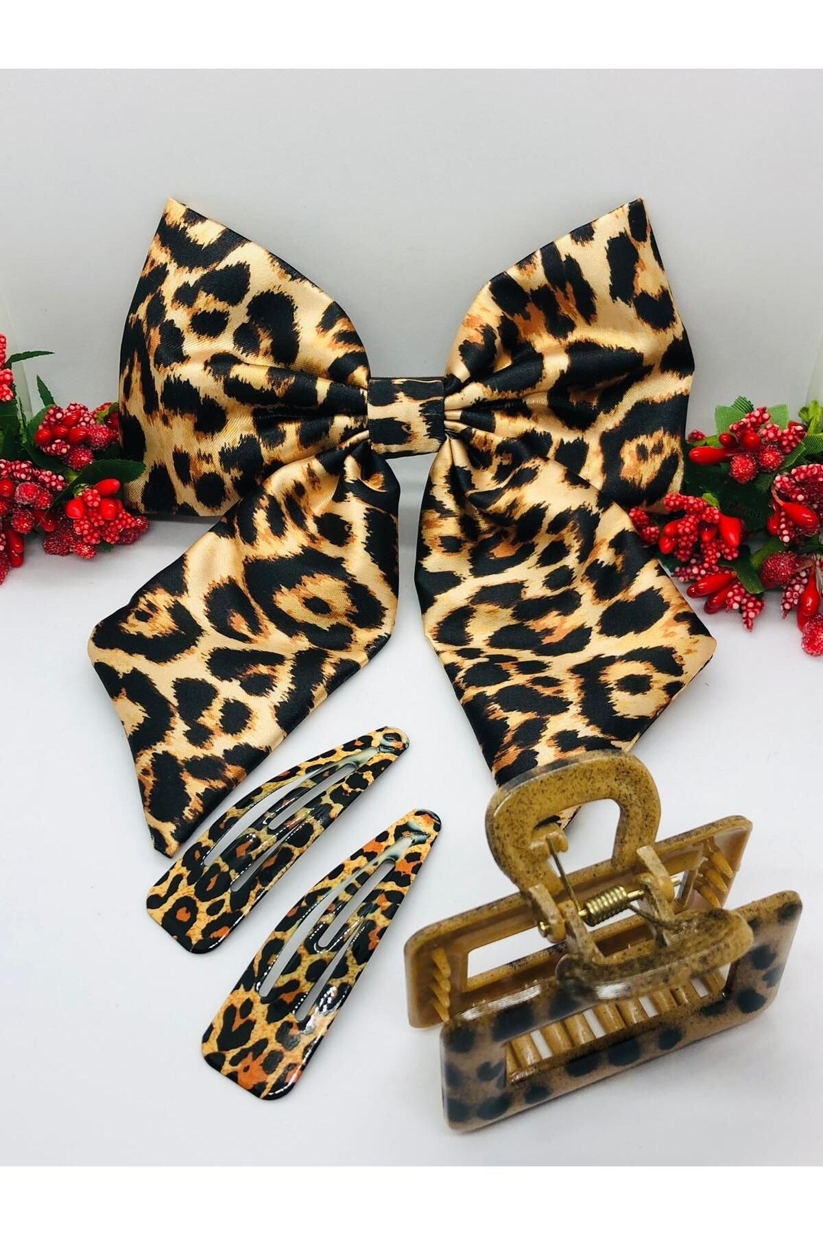 ÇOK ŞIK LEOPAR DESENLİ 4'LÜ TOKA SETİ (OTOMATİK FİYONKLU - ÇITÇITLI - MANDAL TOKA) DAVET-ÖZEL GÜN
