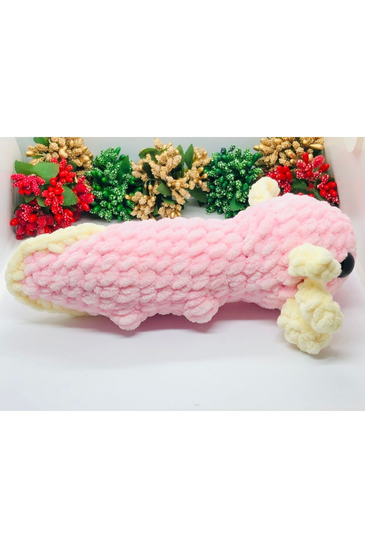 Sevimli Toz Pembe Axolotl Amigurumi Oyuncak Handmade