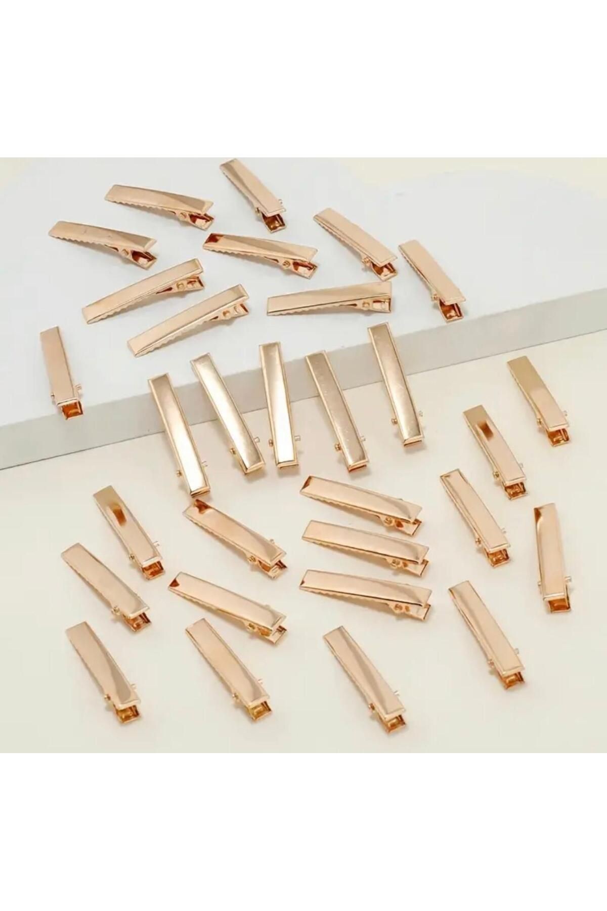 GOLD RENGİ ŞIK PENS TOKA-YAN TOKA- TİMSAH TOKA- (10 ADET) 4cm- HOBİ MALZEMESİ