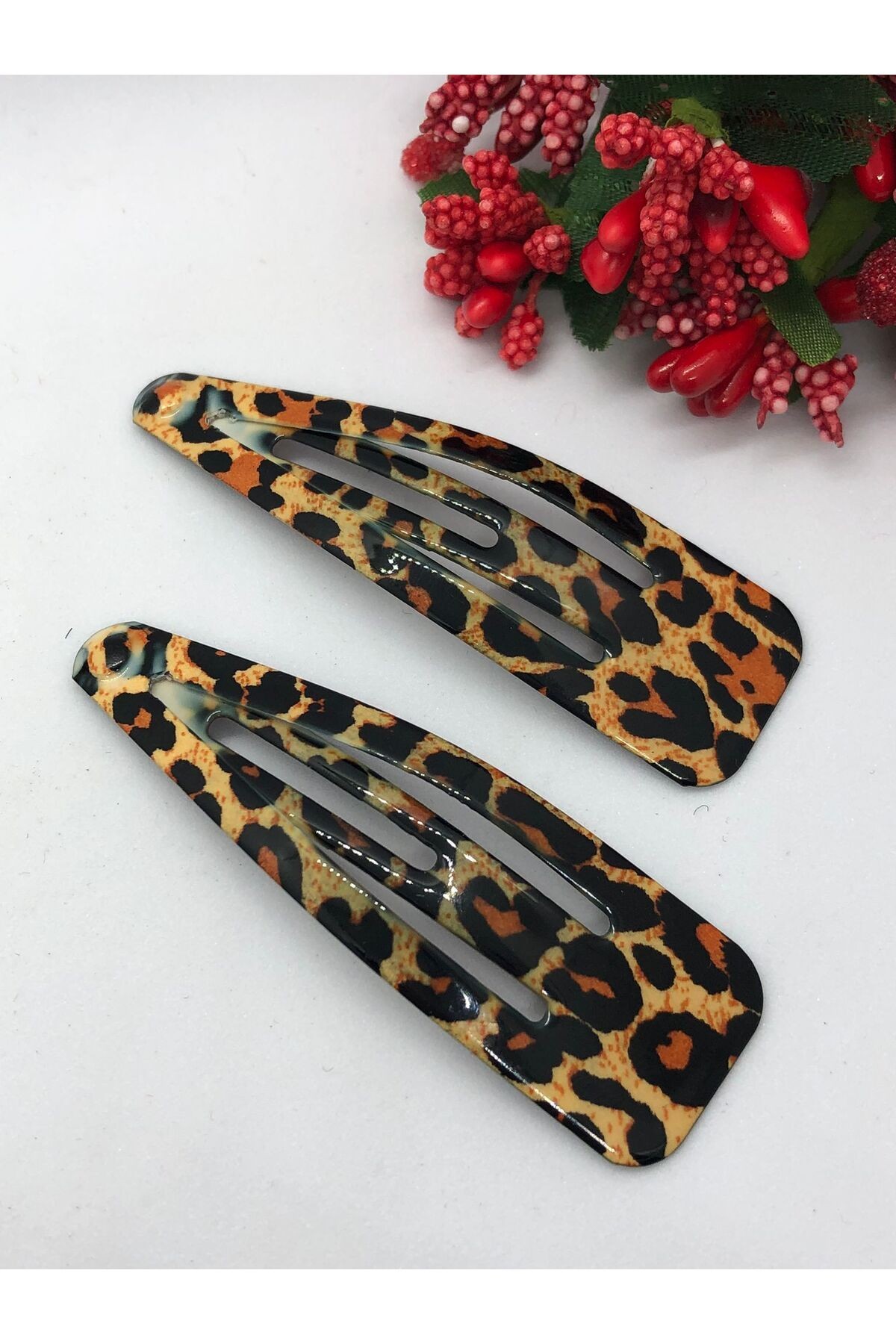 ÇOK ŞIK LEOPAR DESENLİ 4'LÜ TOKA SETİ (OTOMATİK FİYONKLU - ÇITÇITLI - MANDAL TOKA) DAVET-ÖZEL GÜN