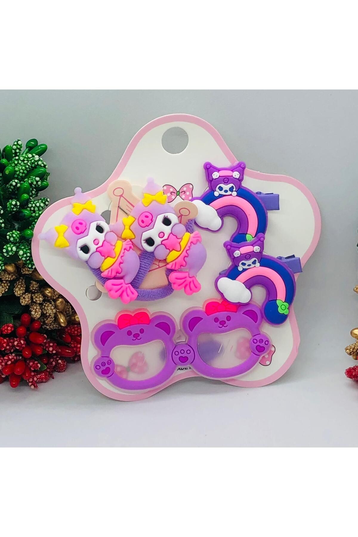Sanrıo - Kuromi - Hello Kitty 5'li Saç Tokası Seti Bebek ve Çocuk Saç Tokası Aksesuarı