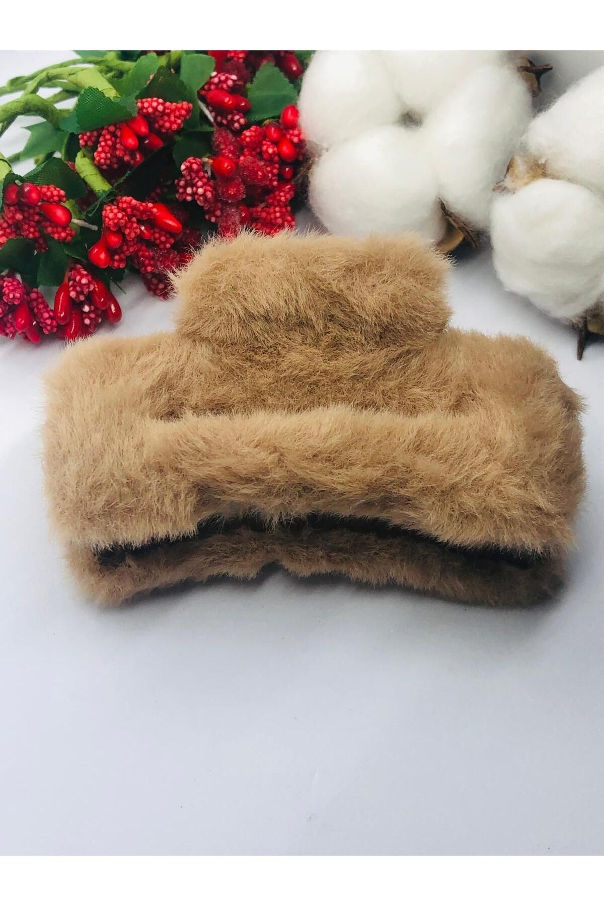 KAHVERENGİ PELUŞ MANDAL TOKA (BÜYÜK BOY)