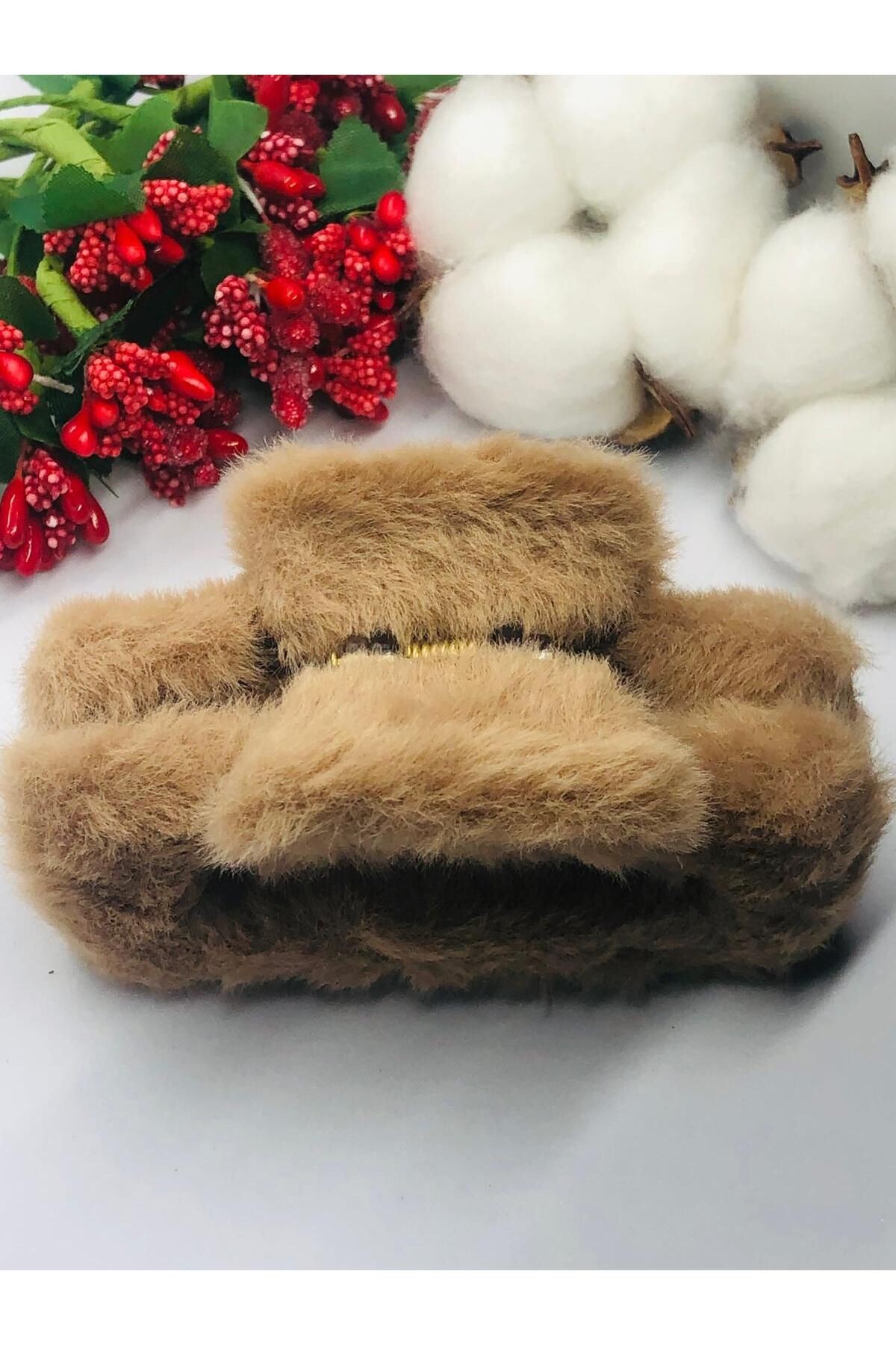 KAHVERENGİ PELUŞ MANDAL TOKA (BÜYÜK BOY)