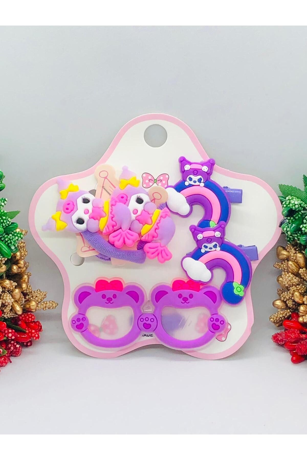 Sanrıo - Kuromi - Hello Kitty 5'li Saç Tokası Seti Bebek ve Çocuk Saç Tokası Aksesuarı