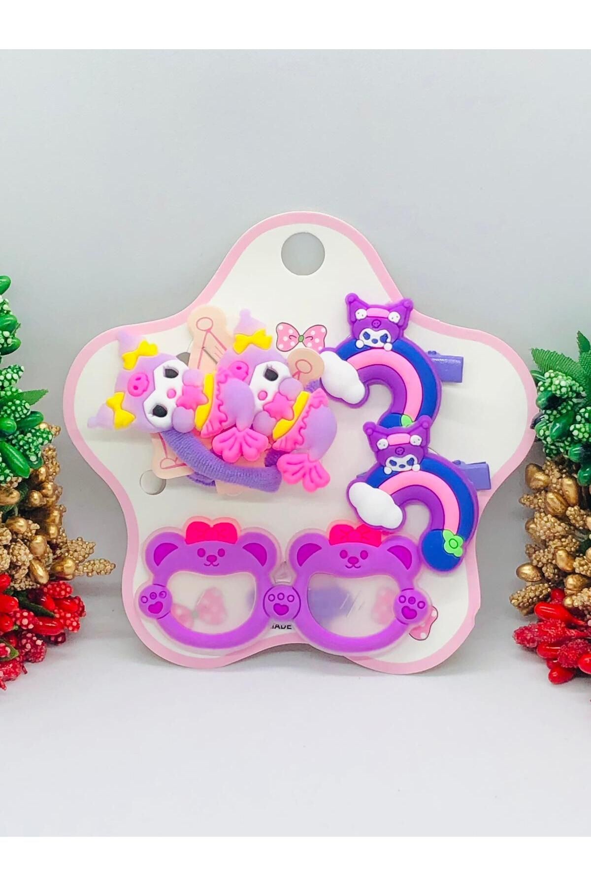 Sanrıo - Kuromi - Hello Kitty 5'li Saç Tokası Seti Bebek ve Çocuk Saç Tokası Aksesuarı