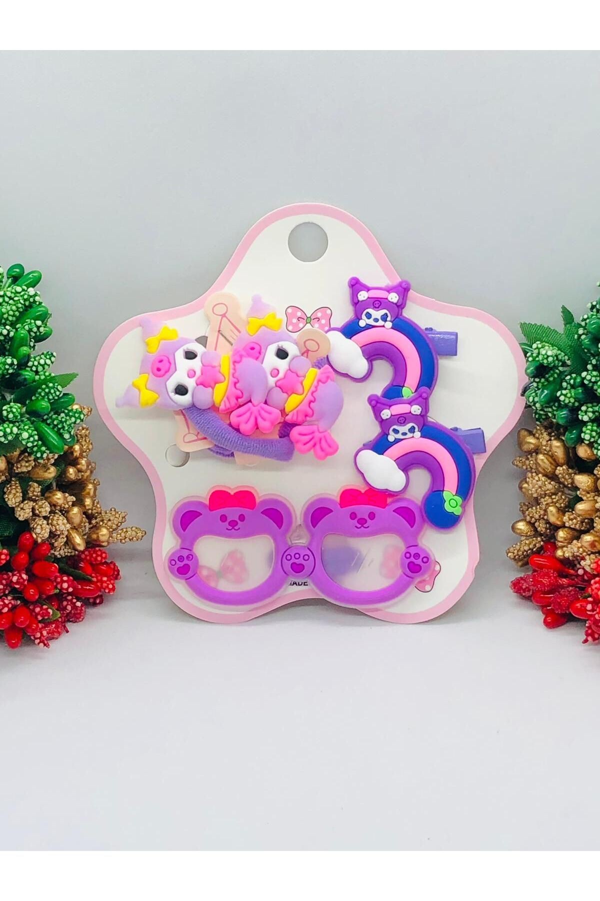 Sanrıo - Kuromi - Hello Kitty 5'li Saç Tokası Seti Bebek ve Çocuk Saç Tokası Aksesuarı