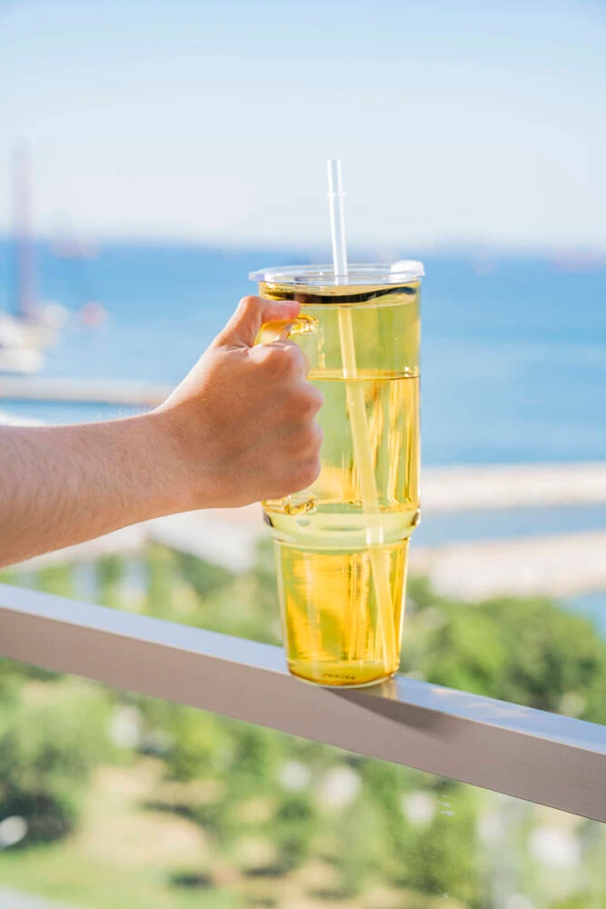 Calix Pipetli Cam Matara (Sarı)- 32 cm