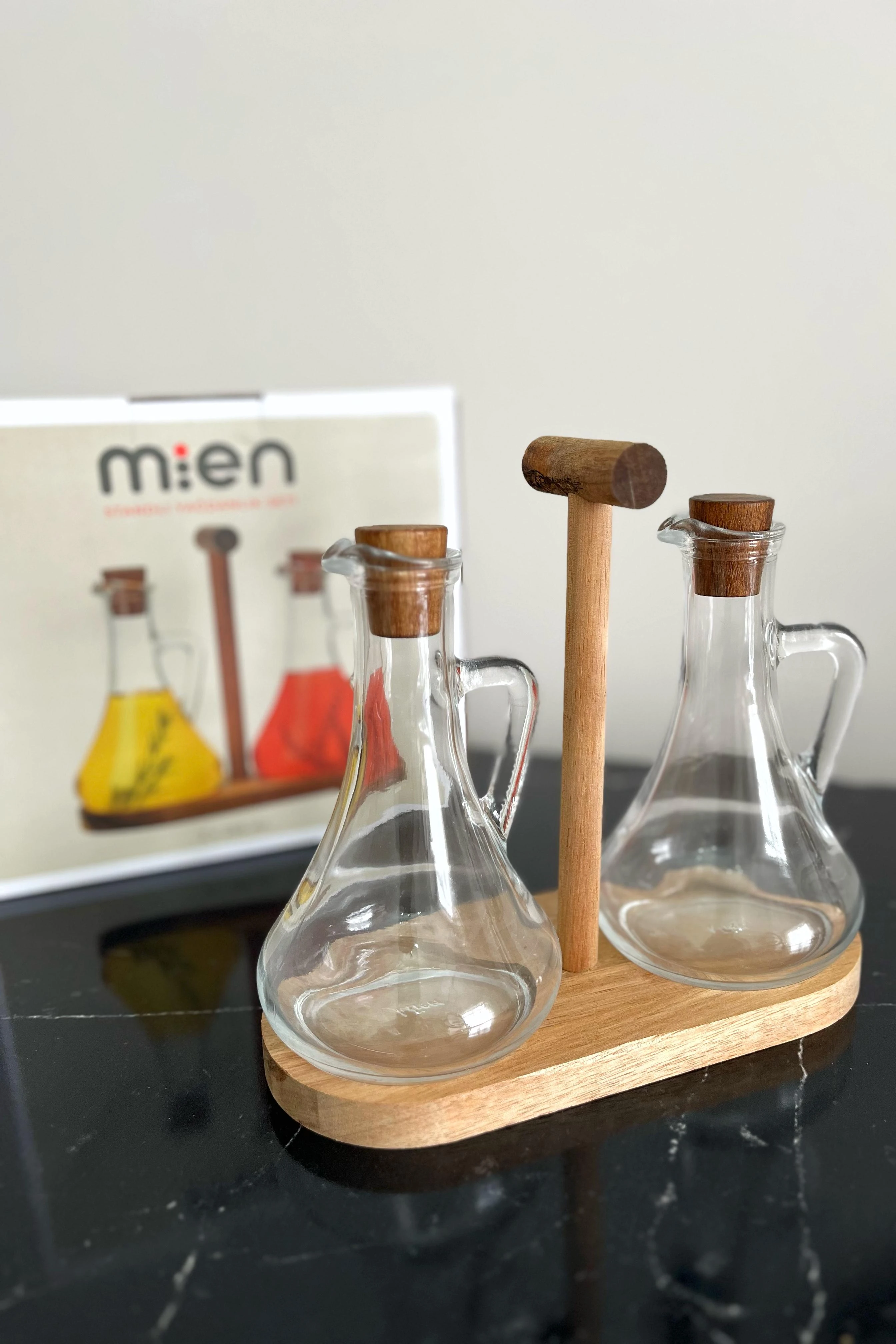 Standlı 2'li Cam Yağdanlık Seti