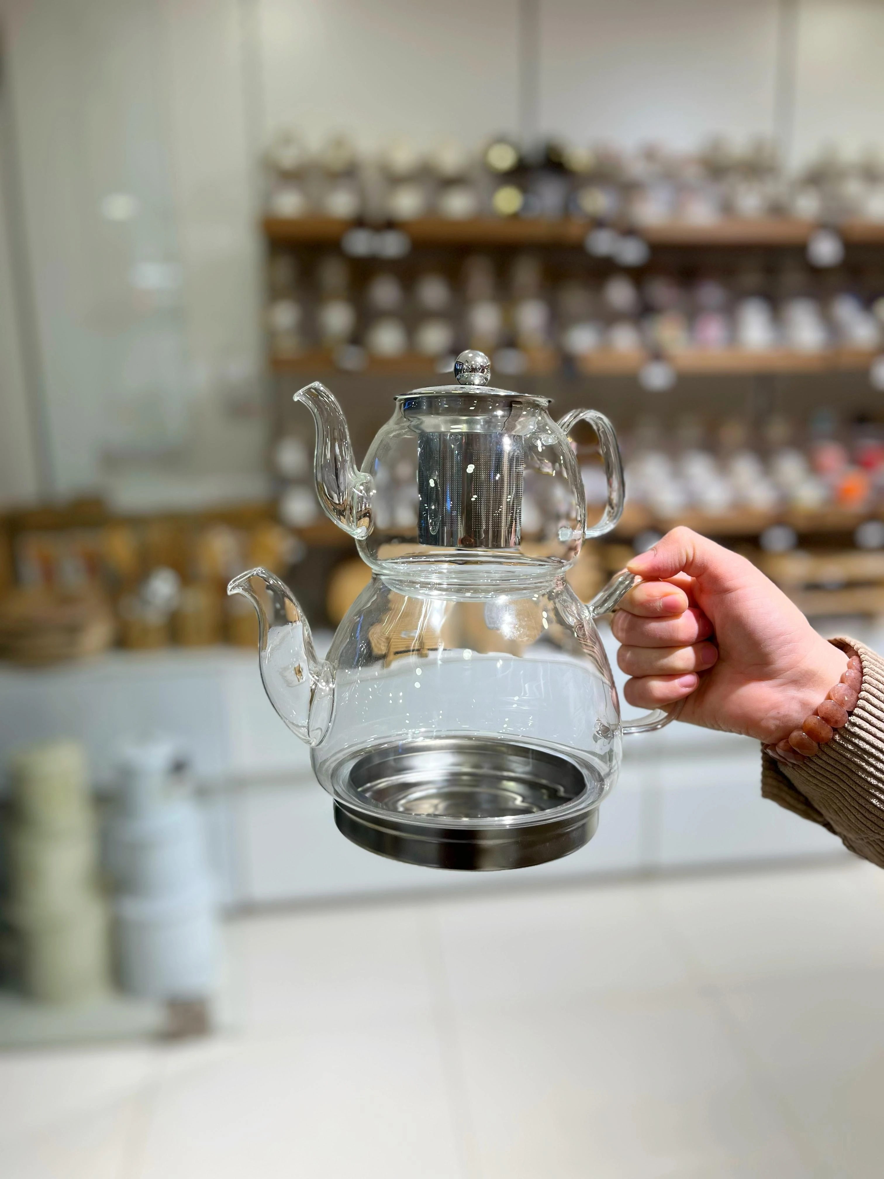 Isıya Dayanıklı Kendinden Süzgeçli Cam Çaydanlık