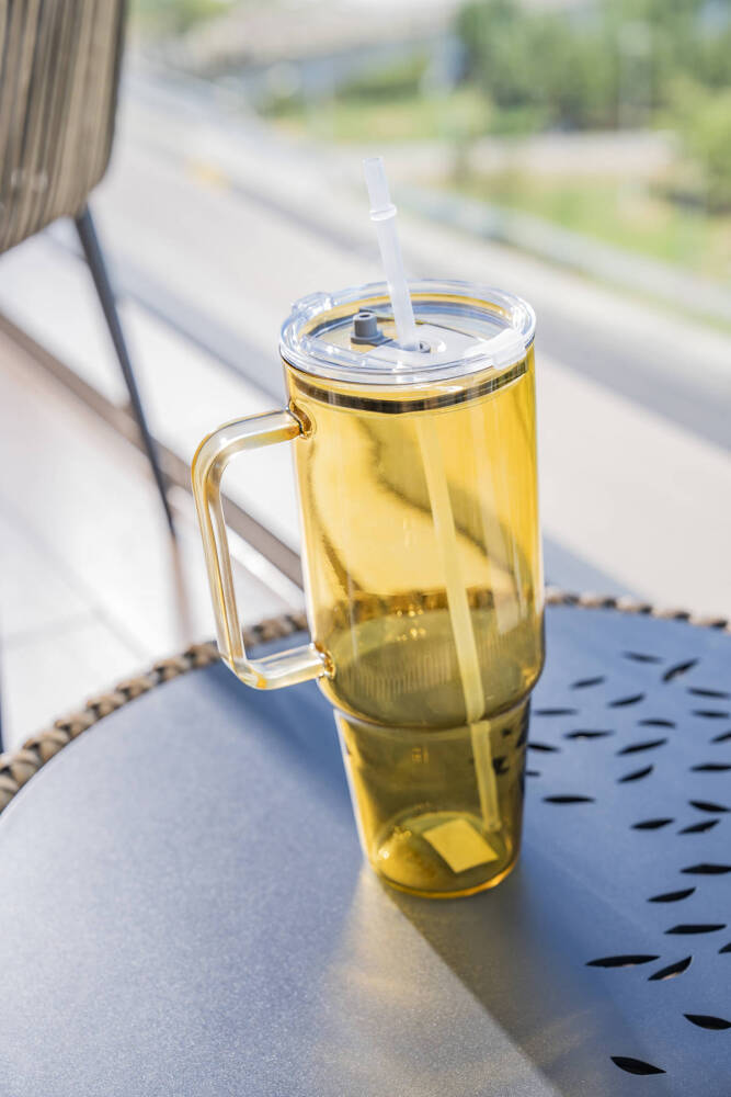 Calix Pipetli Cam Matara (Sarı)- 32 cm