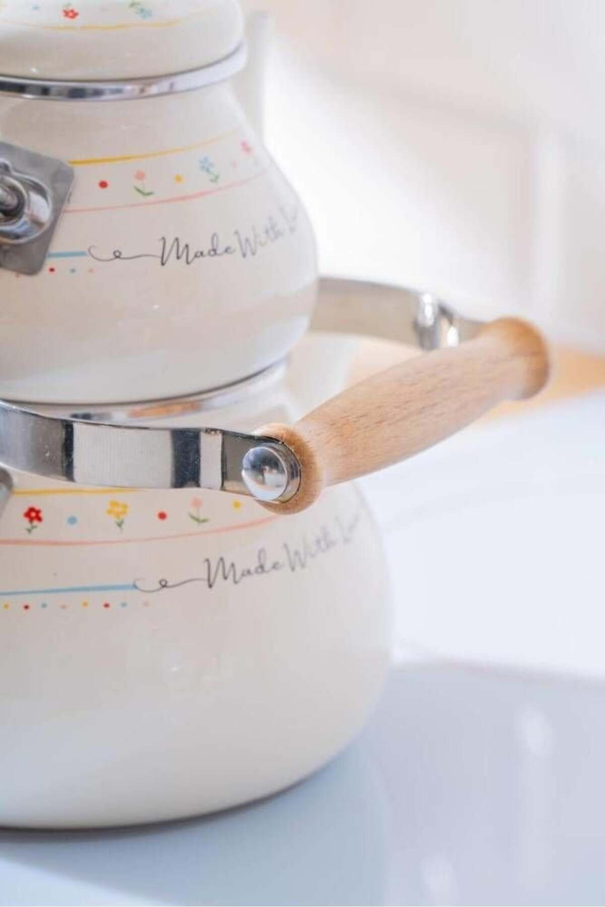 Made With Love Model Alt Üst Emaye Çaydanlık Takımı