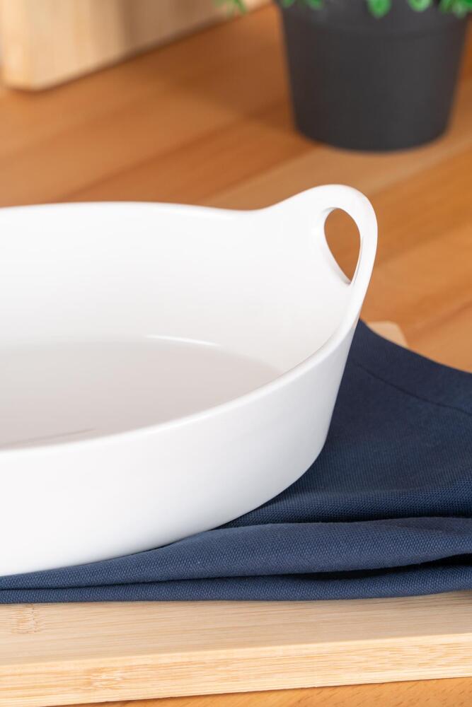 Bianco Perla Oval Kulplu Kase - 26 cm