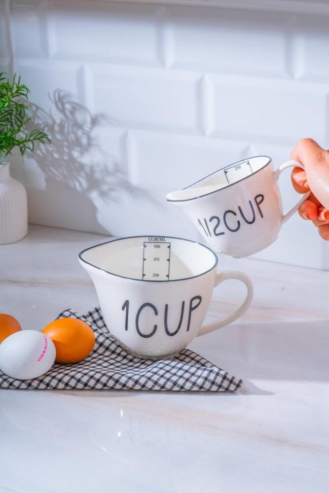 Leroy 2'li Porselen Ölçü Bardağı - 250/500 ml