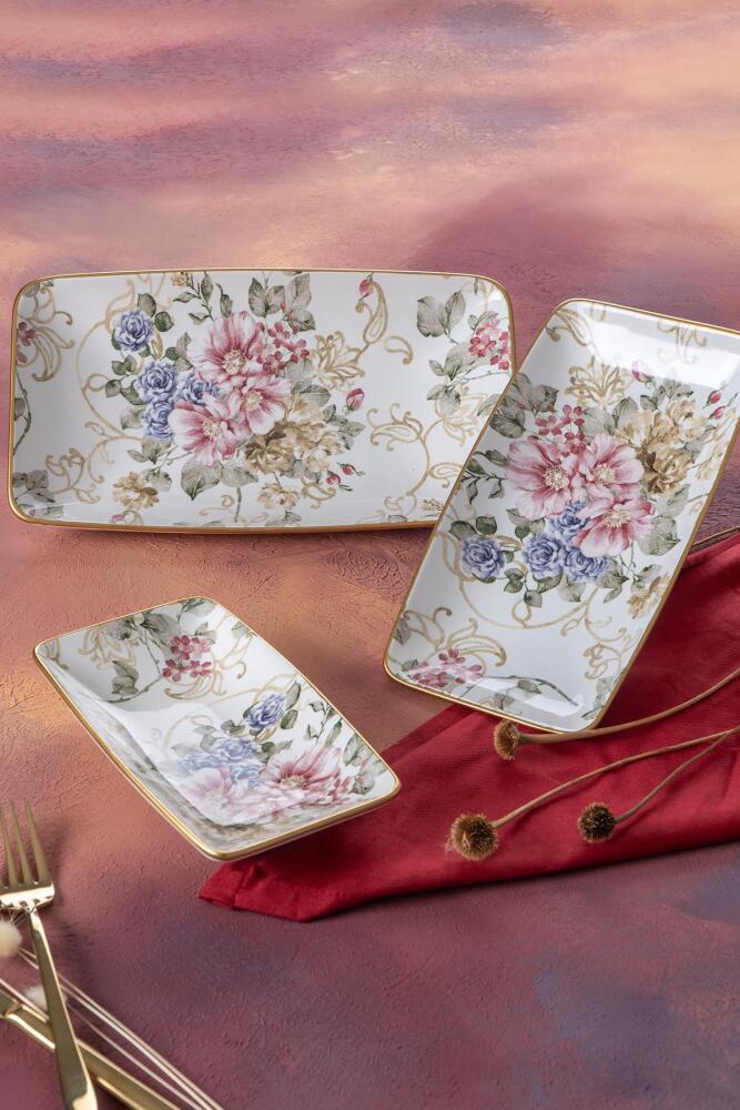 Rosa 3 Parça Kayık Tabak Seti