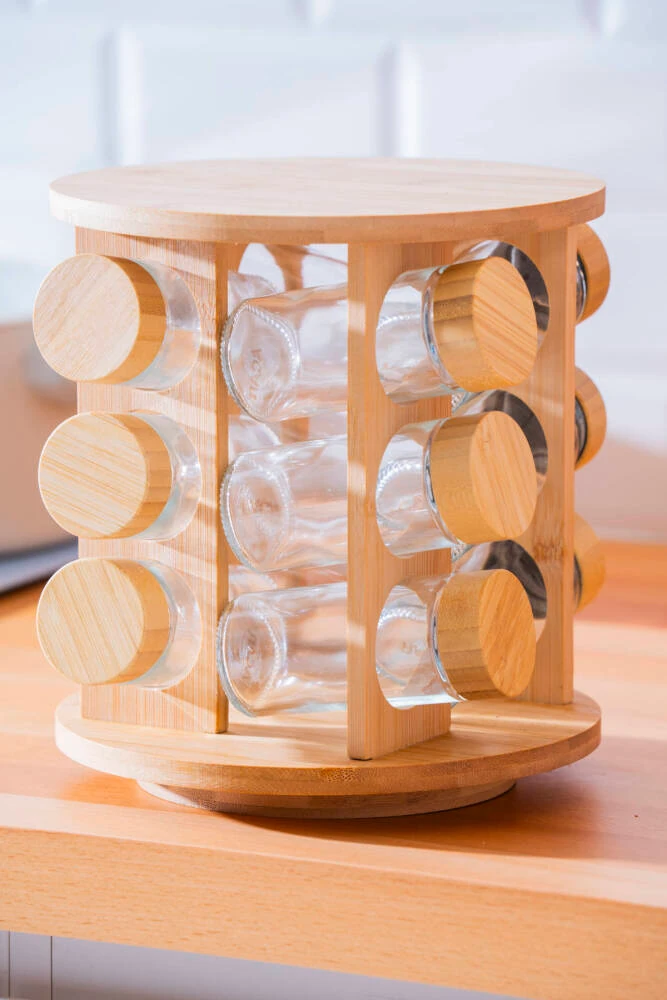 Calix Bambu Döner Mekanizmalı 12 li Baharatlık Takımı