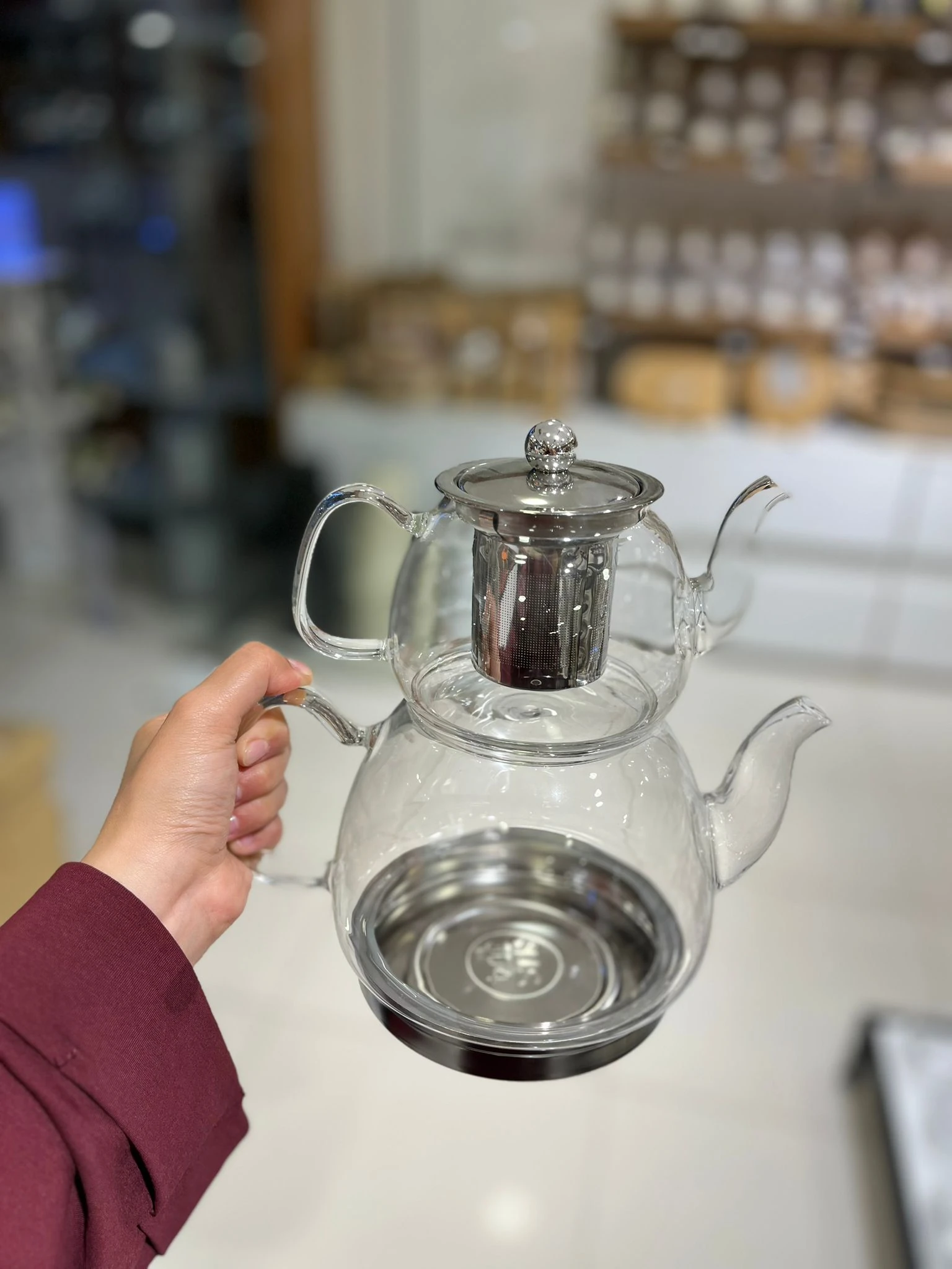 Isıya Dayanıklı Kendinden Süzgeçli Cam Çaydanlık