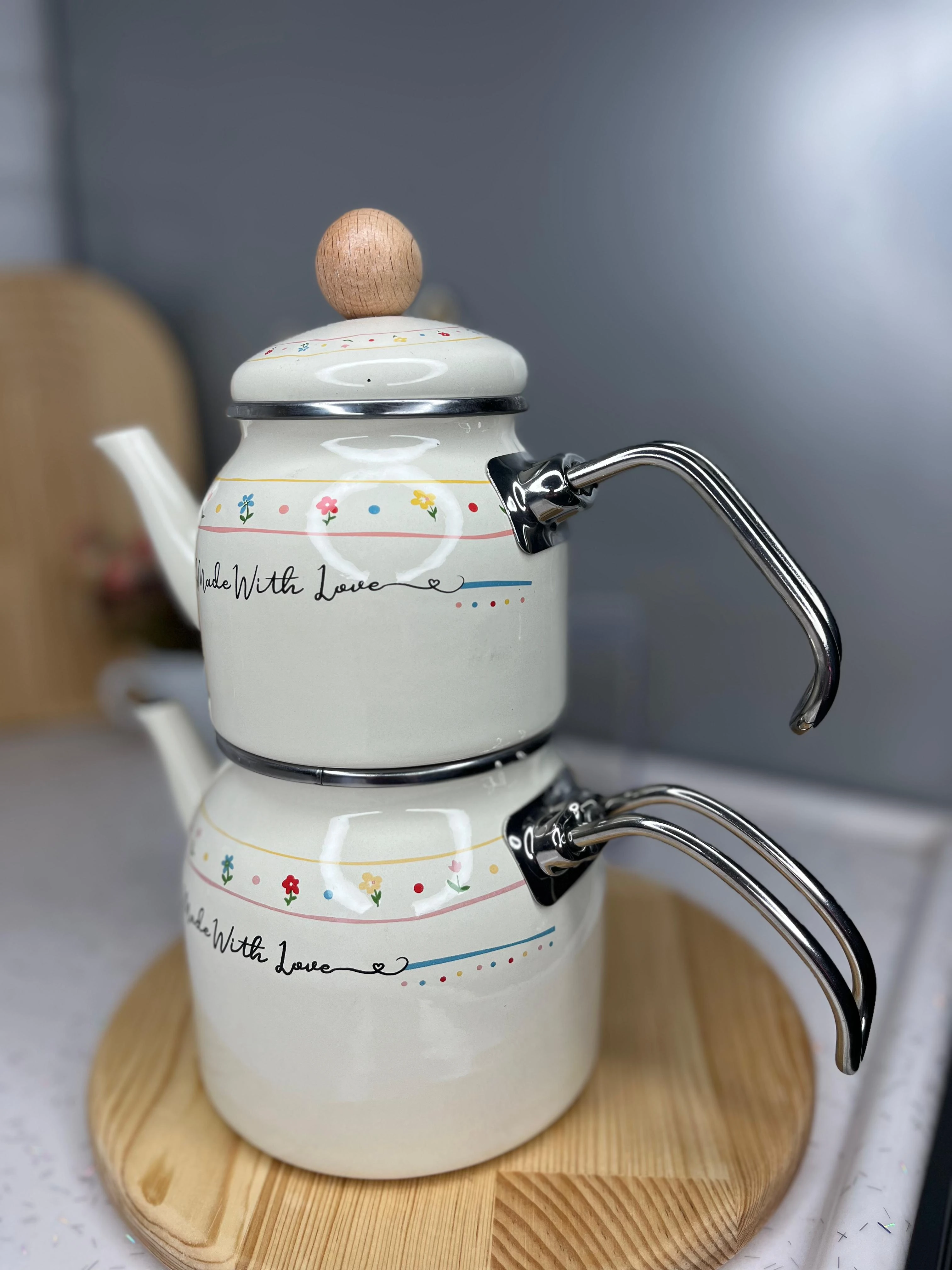 Made With Love Emaye Mini Çaydanlık Takımı