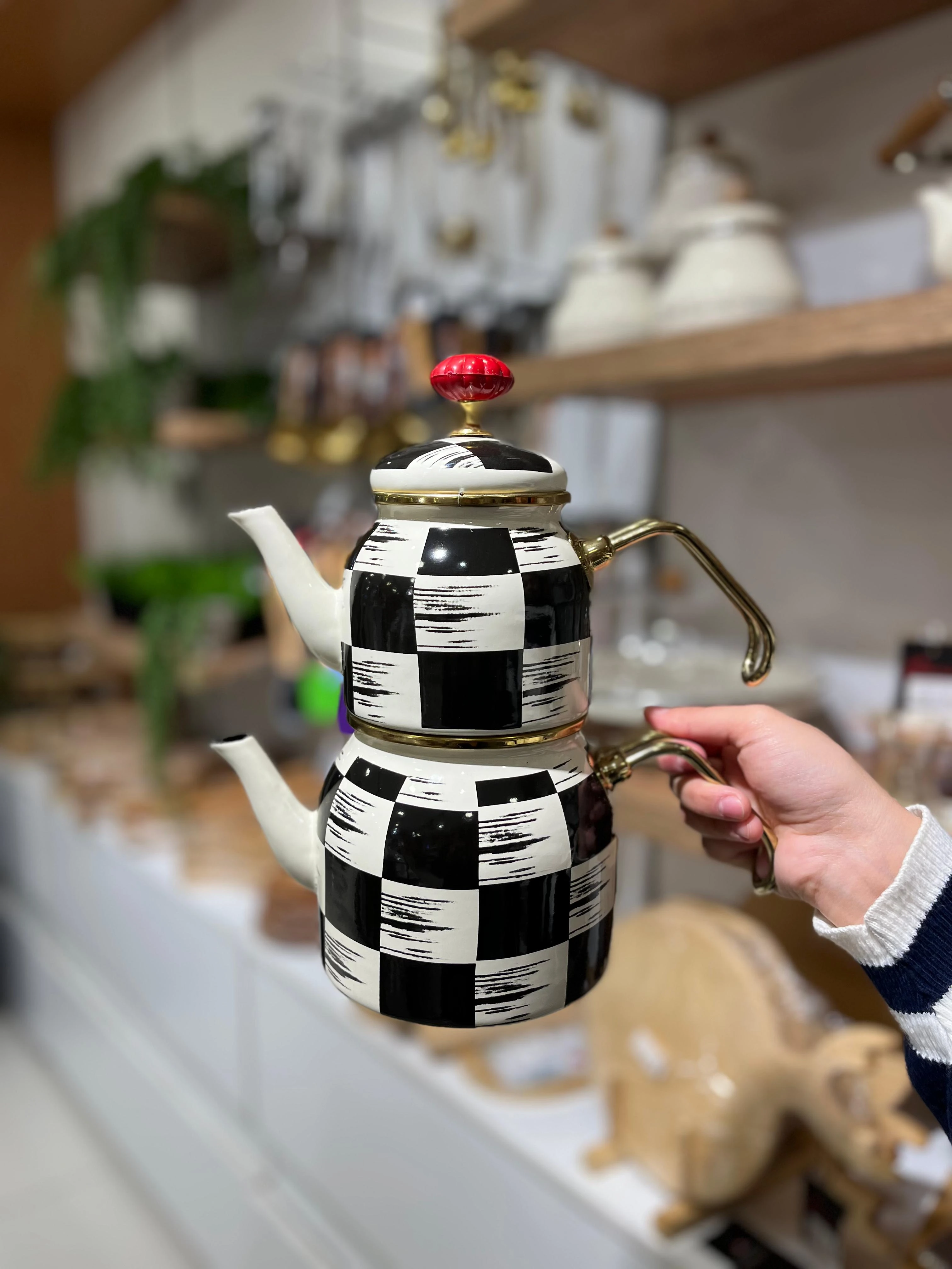 Dama Model Emaye Mini Çaydanlık Takımı