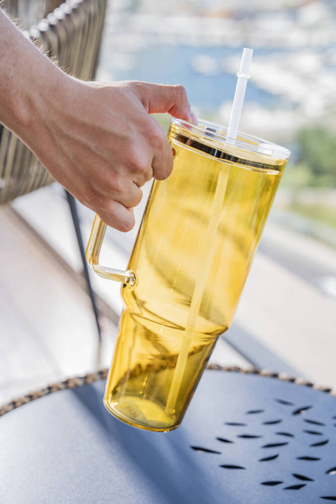 Calix Pipetli Cam Matara (Sarı)- 32 cm