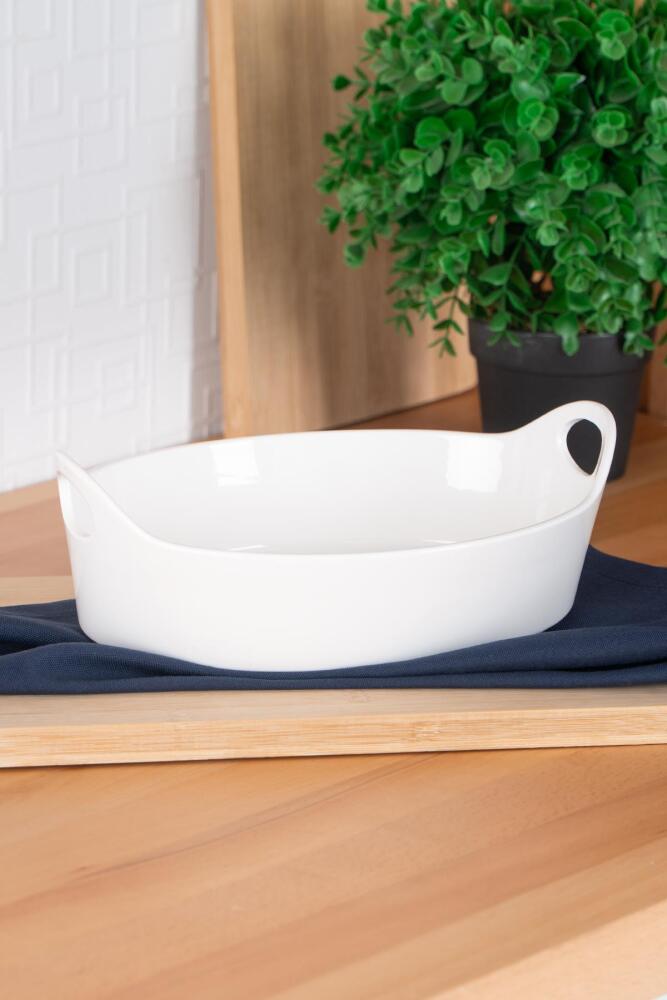 Bianco Perla Oval Kulplu Kase - 26 cm