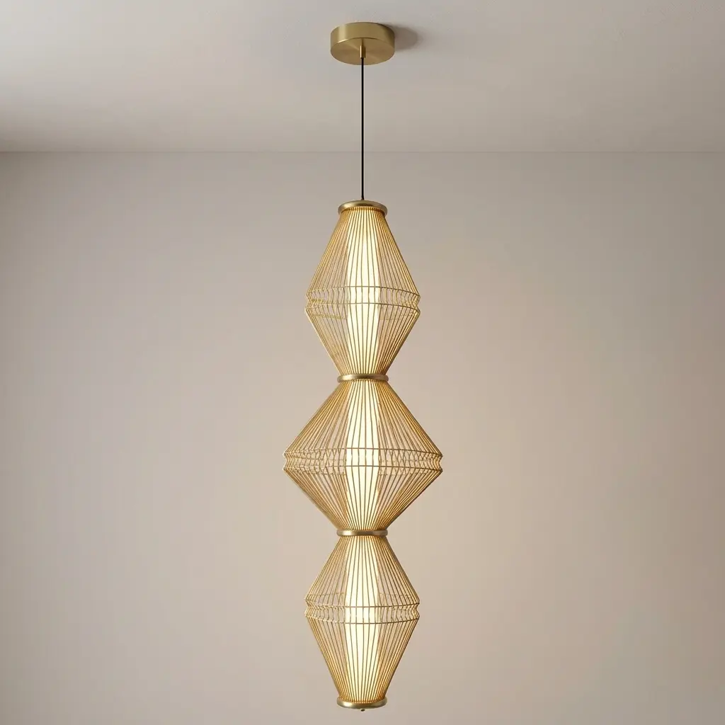 Özcan Aydınlatma Trian Large Dekoratif Led Kafesli Sarkıt - Sarı