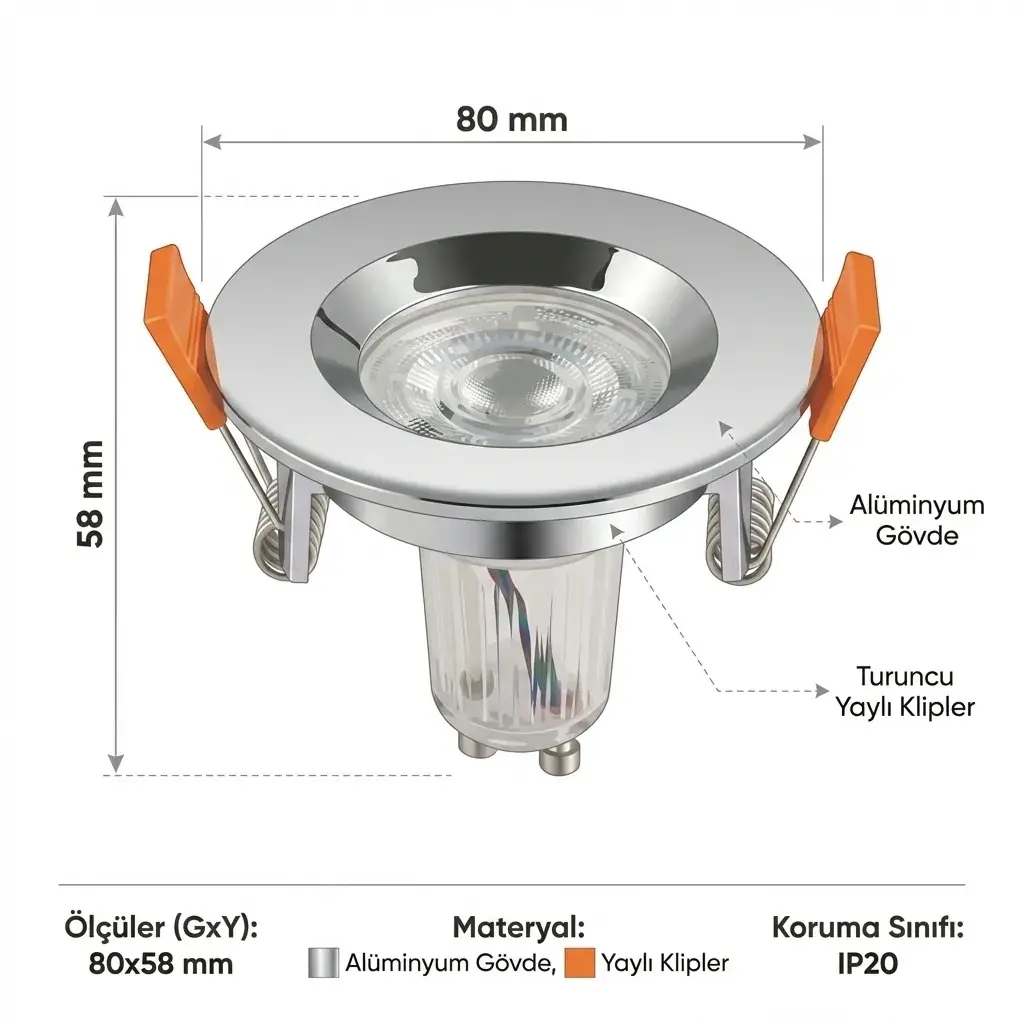 陽輝 Jupiter Sıva Altı Yuvarlak Sabit Spot JH508 | Sıva Altı Aydınlatma