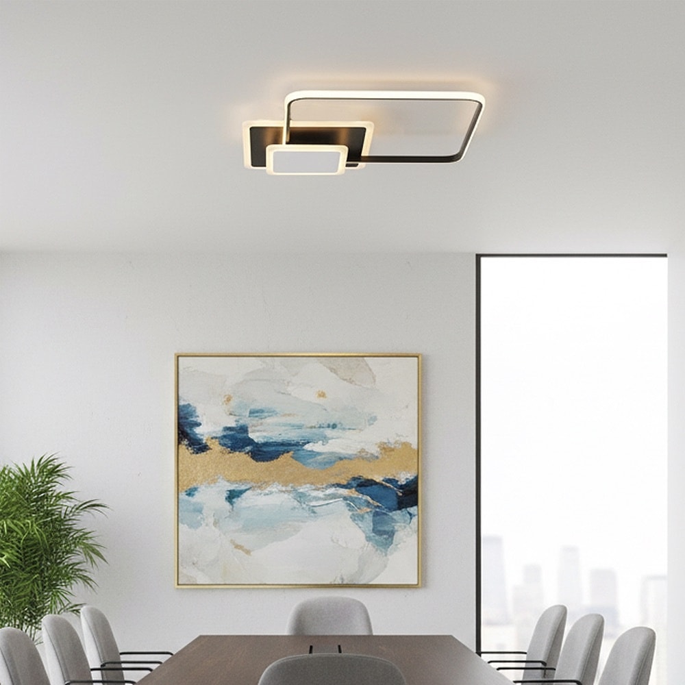 Özcan Aydınlatma 4157-7 Led Plafonyer - 3 Renk Kumandalı - Siyah
