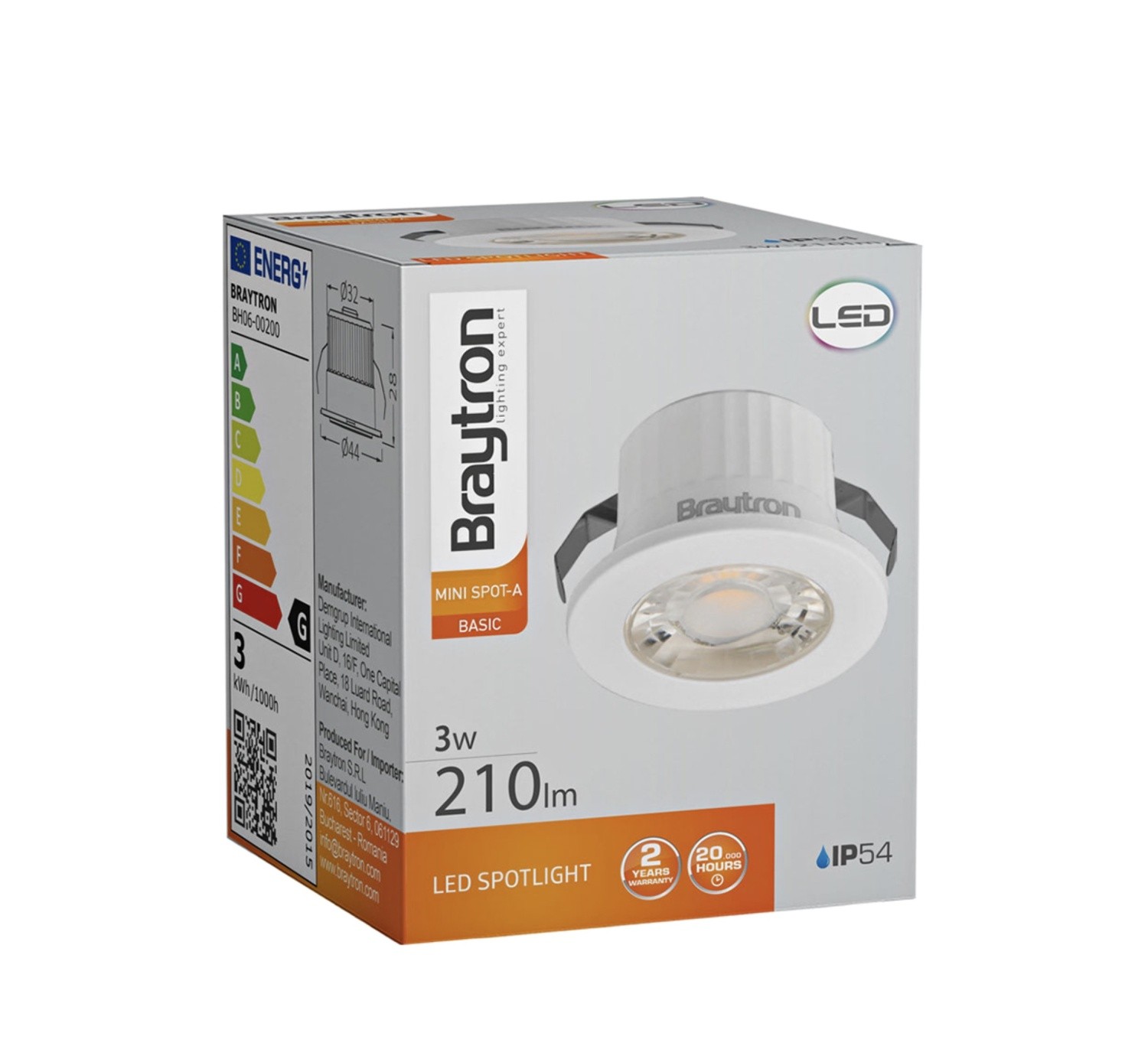 Braytron Mini 3W Beyaz Sıva Altı Led Spot 4000K