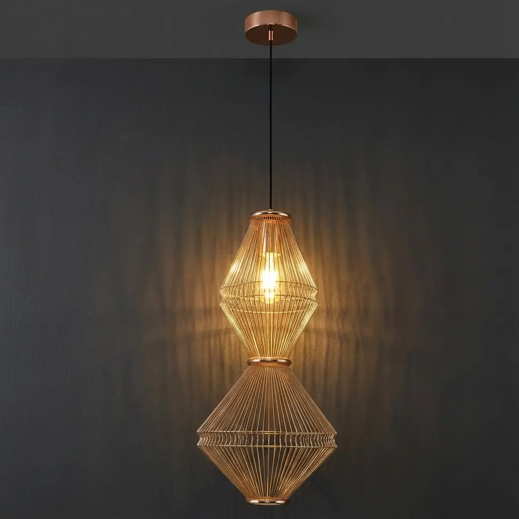 Özcan Aydınlatma Trian Medium Dekoratif Led Kafesli Sarkıt - Sarı