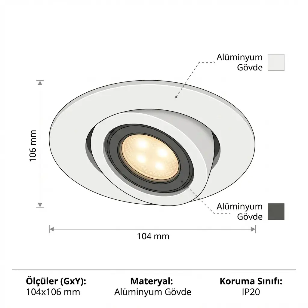Jupiter Sıva Altı Yuvarlak Hareketli Spot JH662 B | Sıva Altı