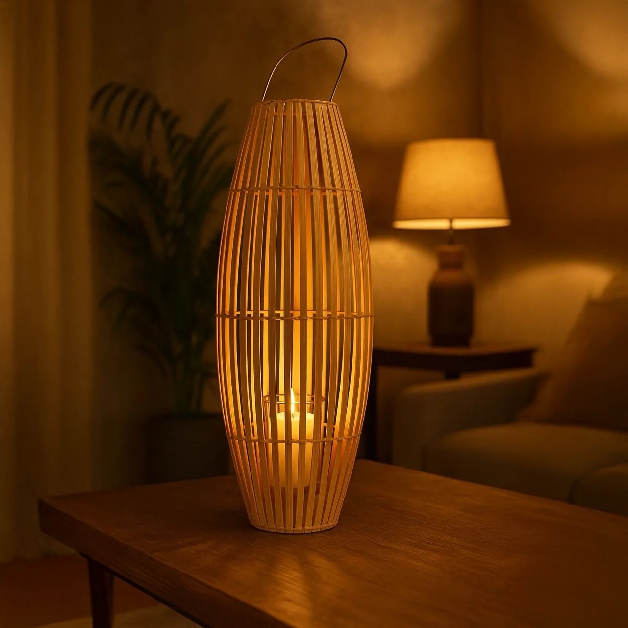 Özcan Aydınlatma 1019-2 Dekoratif 27 cm Bambu Mumluk
