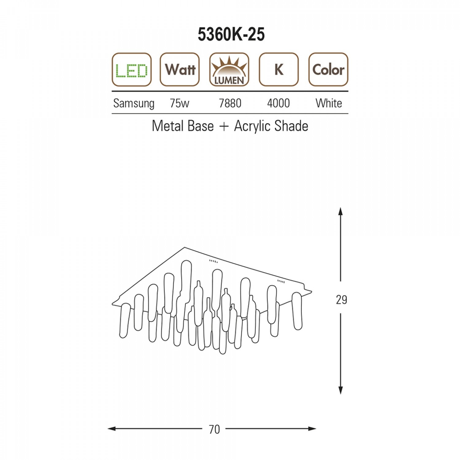 Özcan Aydınlatma 5360K-25 25'li Kare LED Armatür Avize