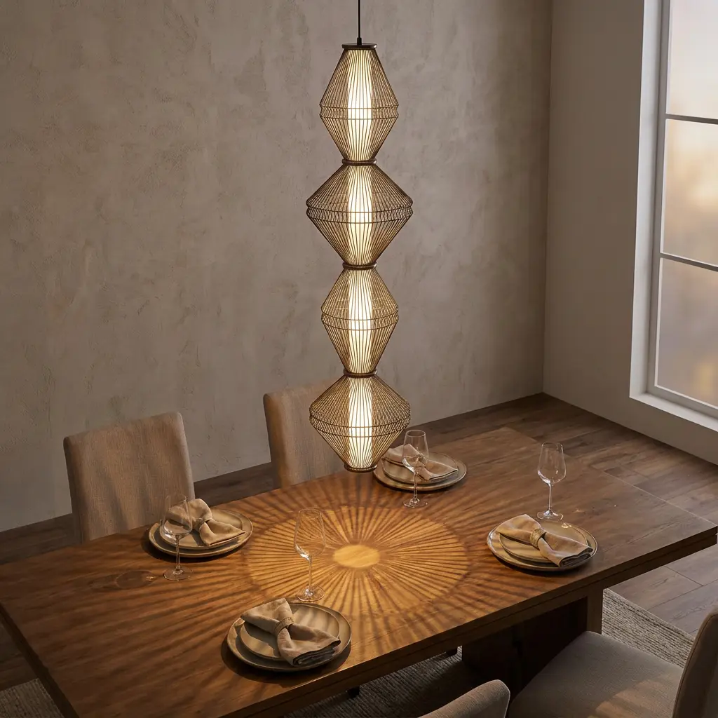 Özcan Aydınlatma Trian X Large Dekoratif Led Kafesli Sarkıt - Platin