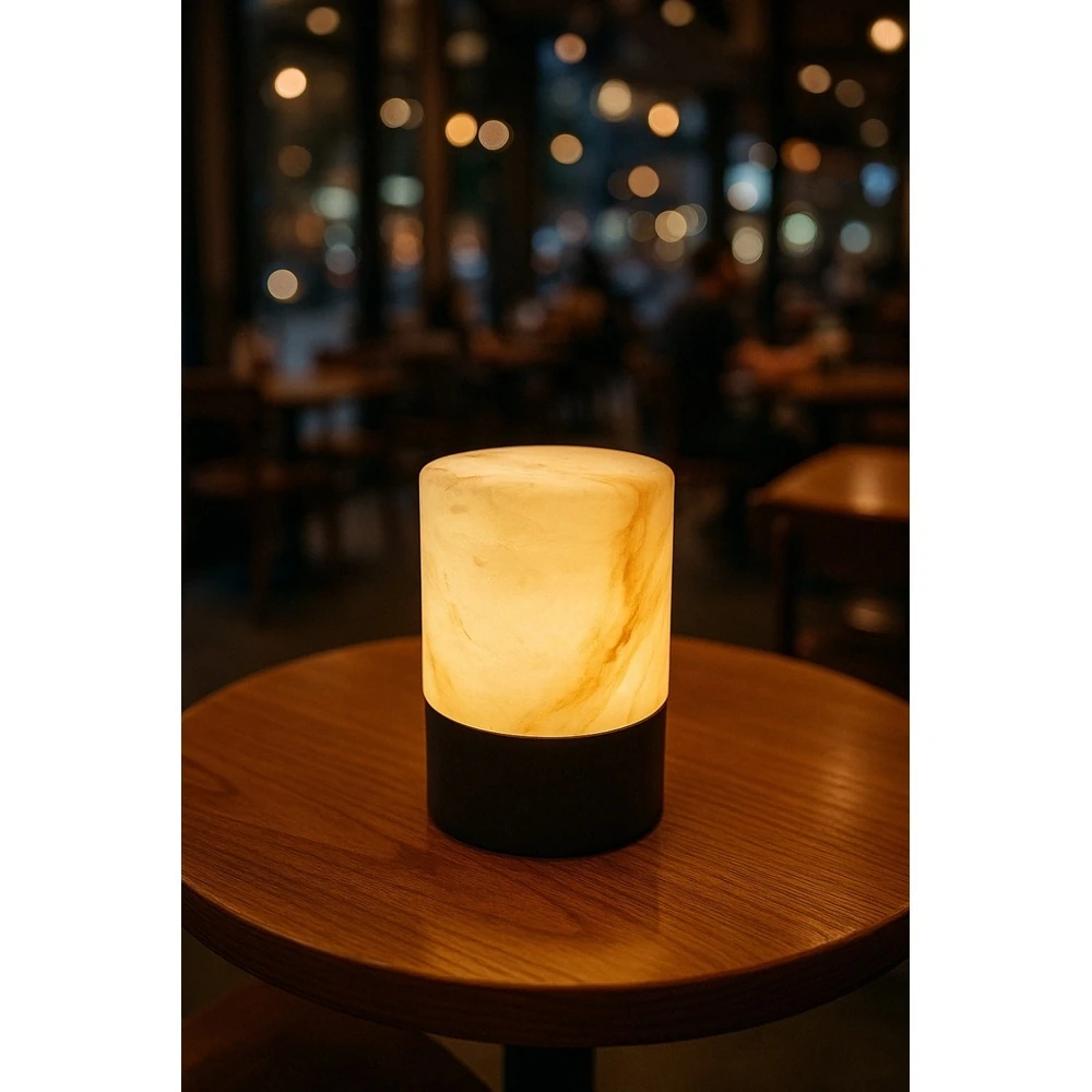 Modesco Daka Şarjlı Mermer Masalambası Kahve 3 Kademe On-Off