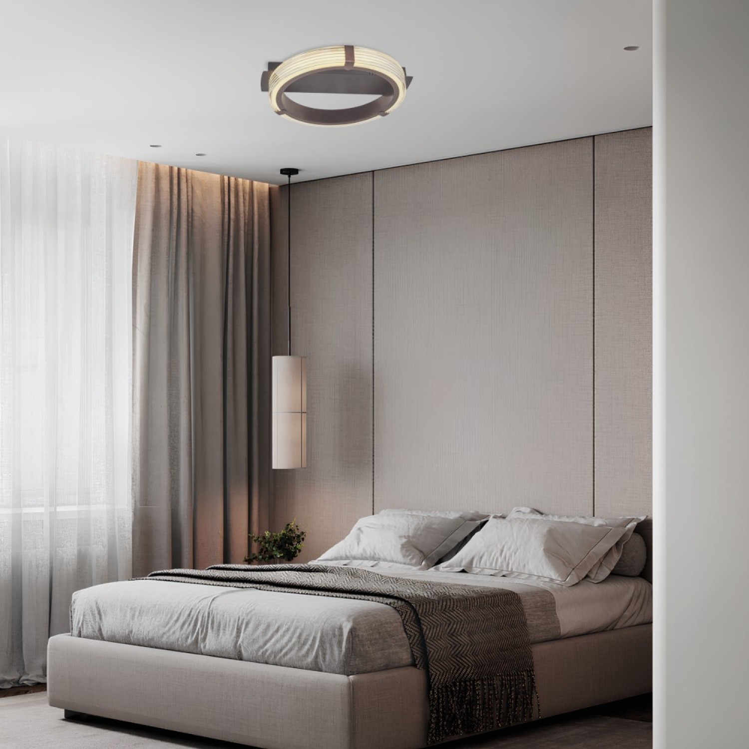 Özcan Aydınlatma 2719-1 Çember 40 cm LED Plafonyer Avize - Kahve