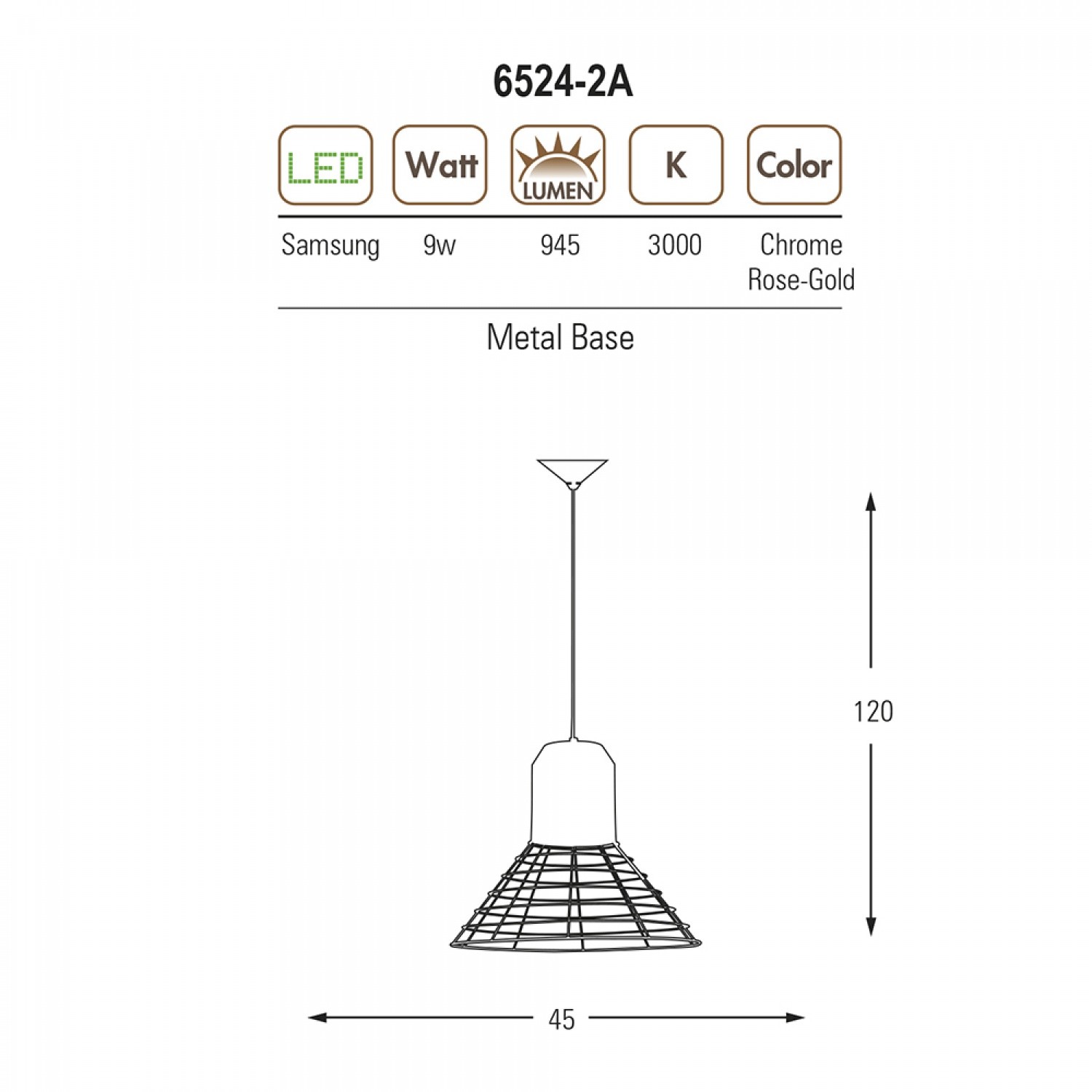 Özcan Aydınlatma 6524-2A Metal Küçük Modern LED Sarkıt Avize