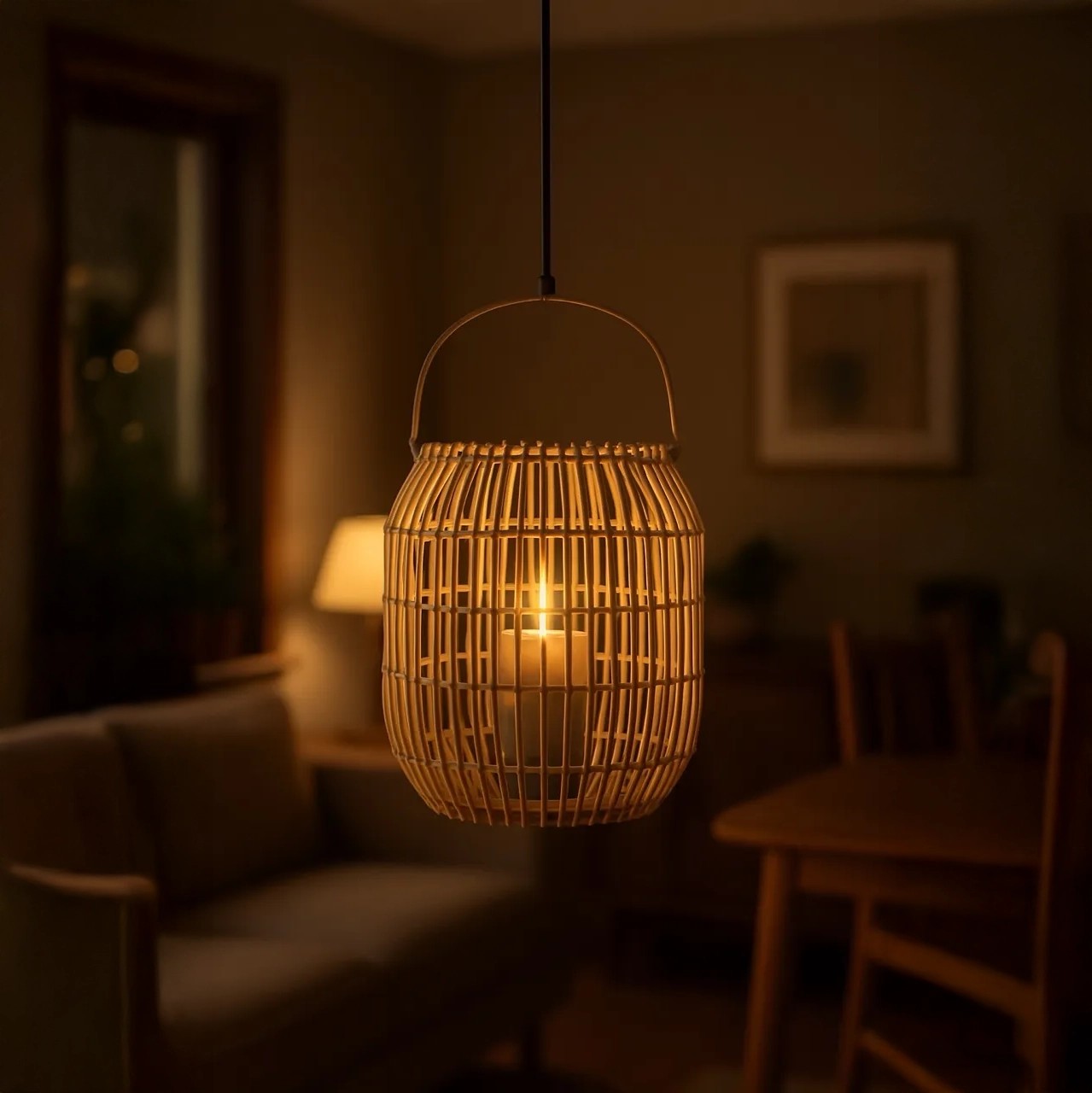 Özcan Aydınlatma 1023 Dekoratif 24 cm Bambu Mumluk