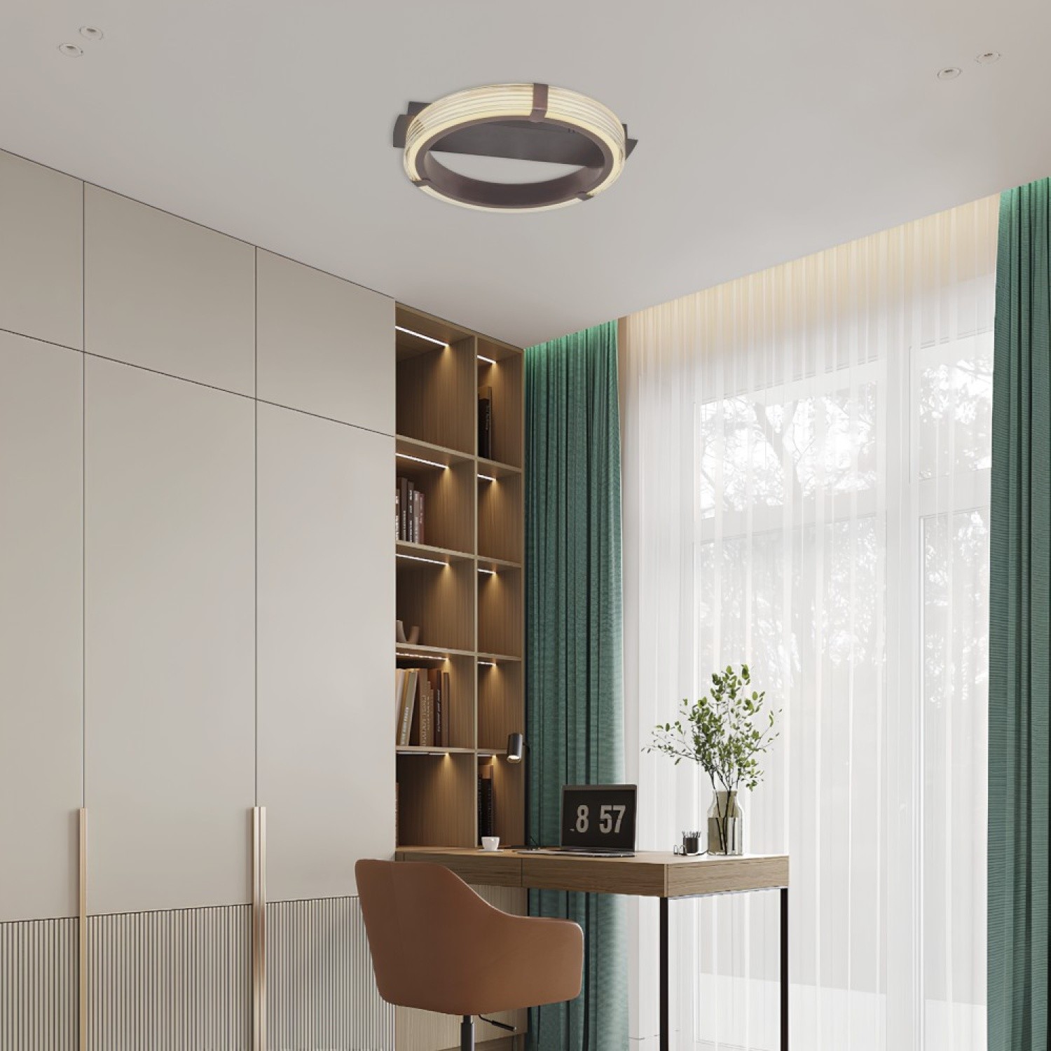 Özcan Aydınlatma 2719-1 Çember 40 cm LED Plafonyer Avize - Kahve