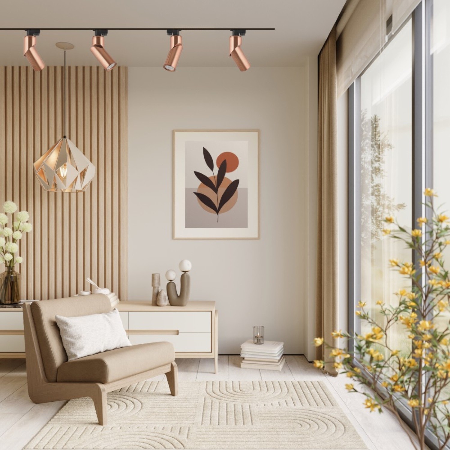Modesco Tangalle Monofaze Soketli Yuvarlak Ray Spot - Rose Gold