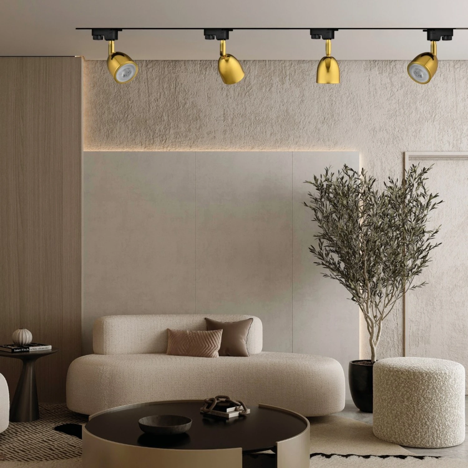 Modesco Belmopan Monofaze Soketli Yuvarlak Ray Spot - Gold