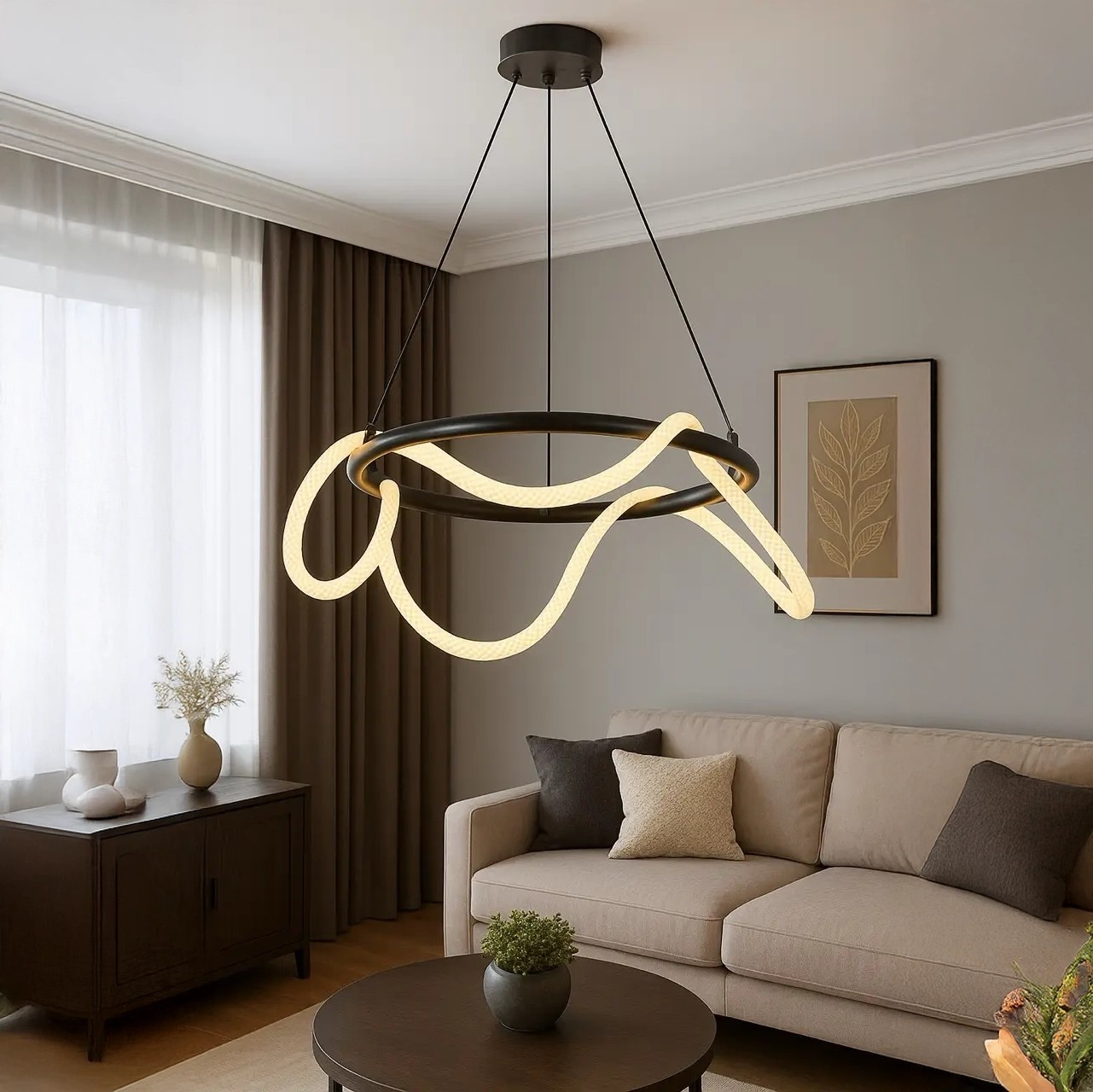 Özcan Aydınlatma 3240-2A Yuvarlak 60 cm Hortum Led Avize